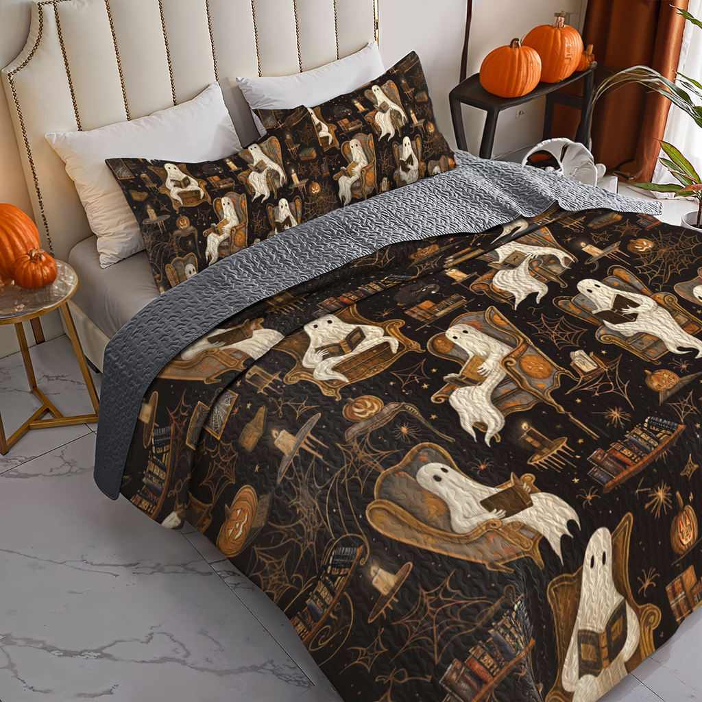 All Season Quilt 3-Piece Set Halloween Ghostly Book Club