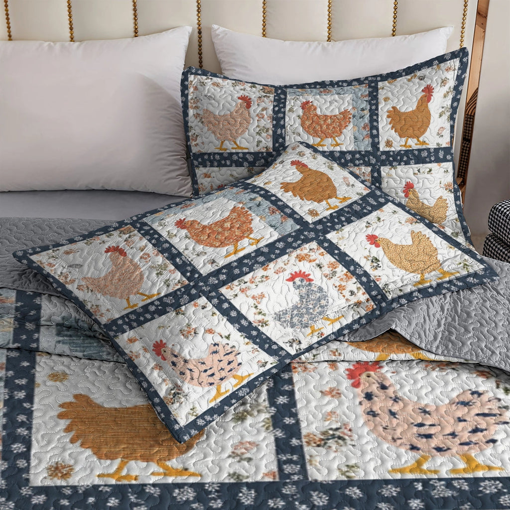 All Season Quilt 3-Piece Set - Charming Chicken