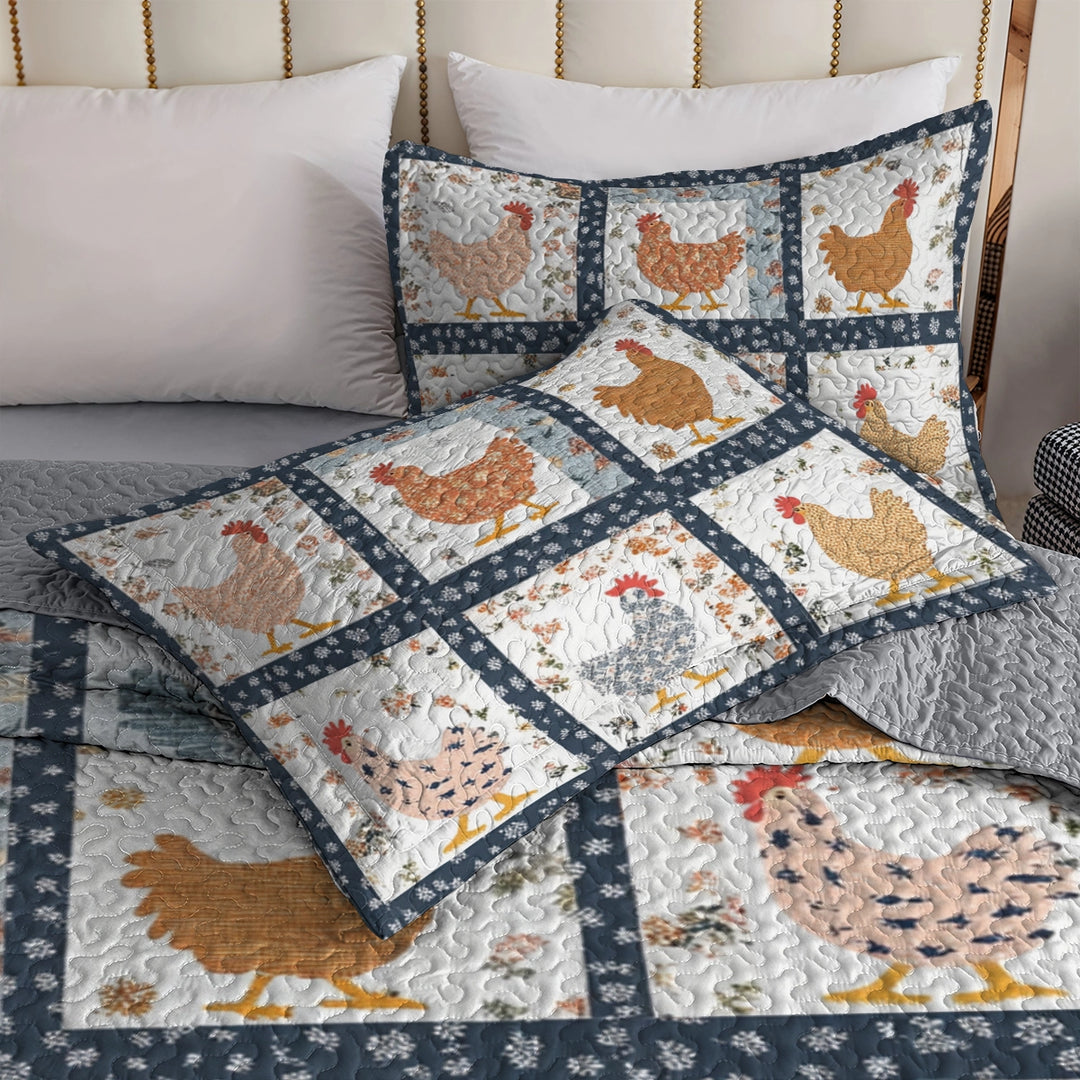 All Season Quilt 3-Piece Set - Charming Chicken