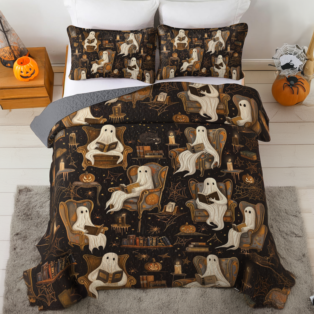 All Season Quilt 3-Piece Set Halloween Ghostly Book Club