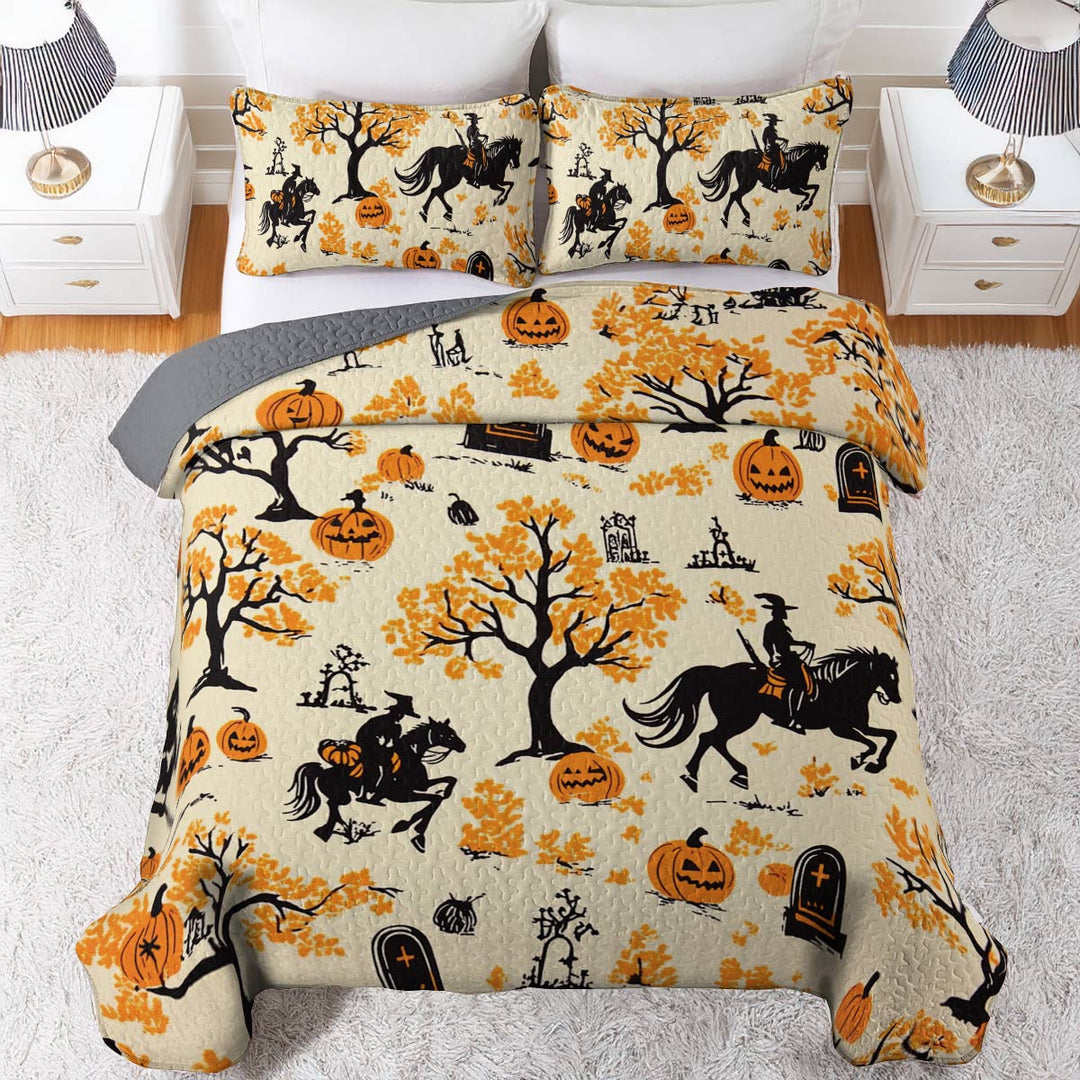 All Season Quilt 3-Piece Set Riding Pumpkins