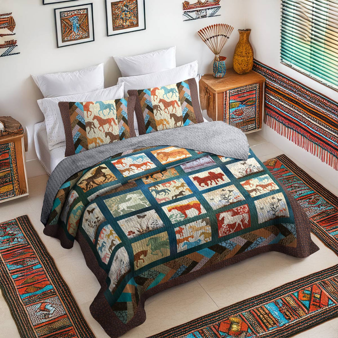All Season Quilt 3-Piece Set Vintage Horse
