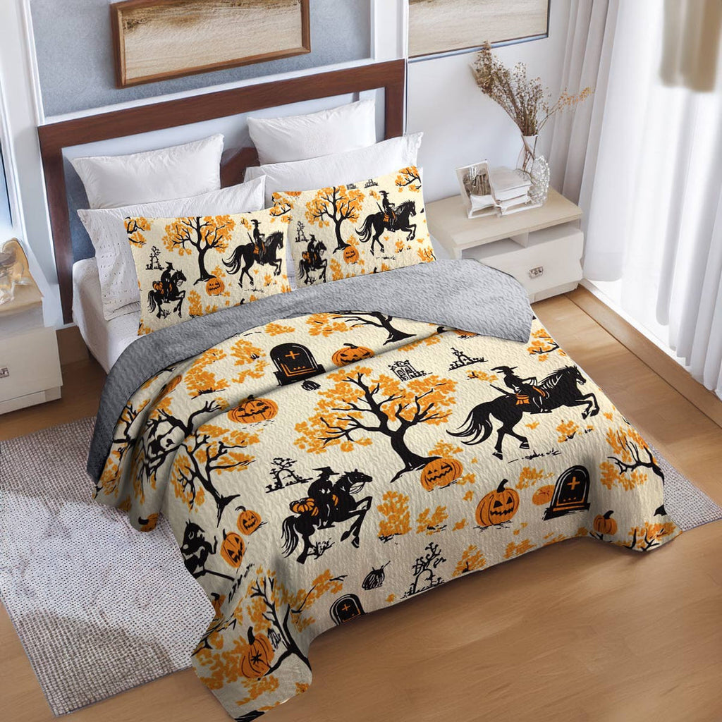 All Season Quilt 3-Piece Set Riding Pumpkins