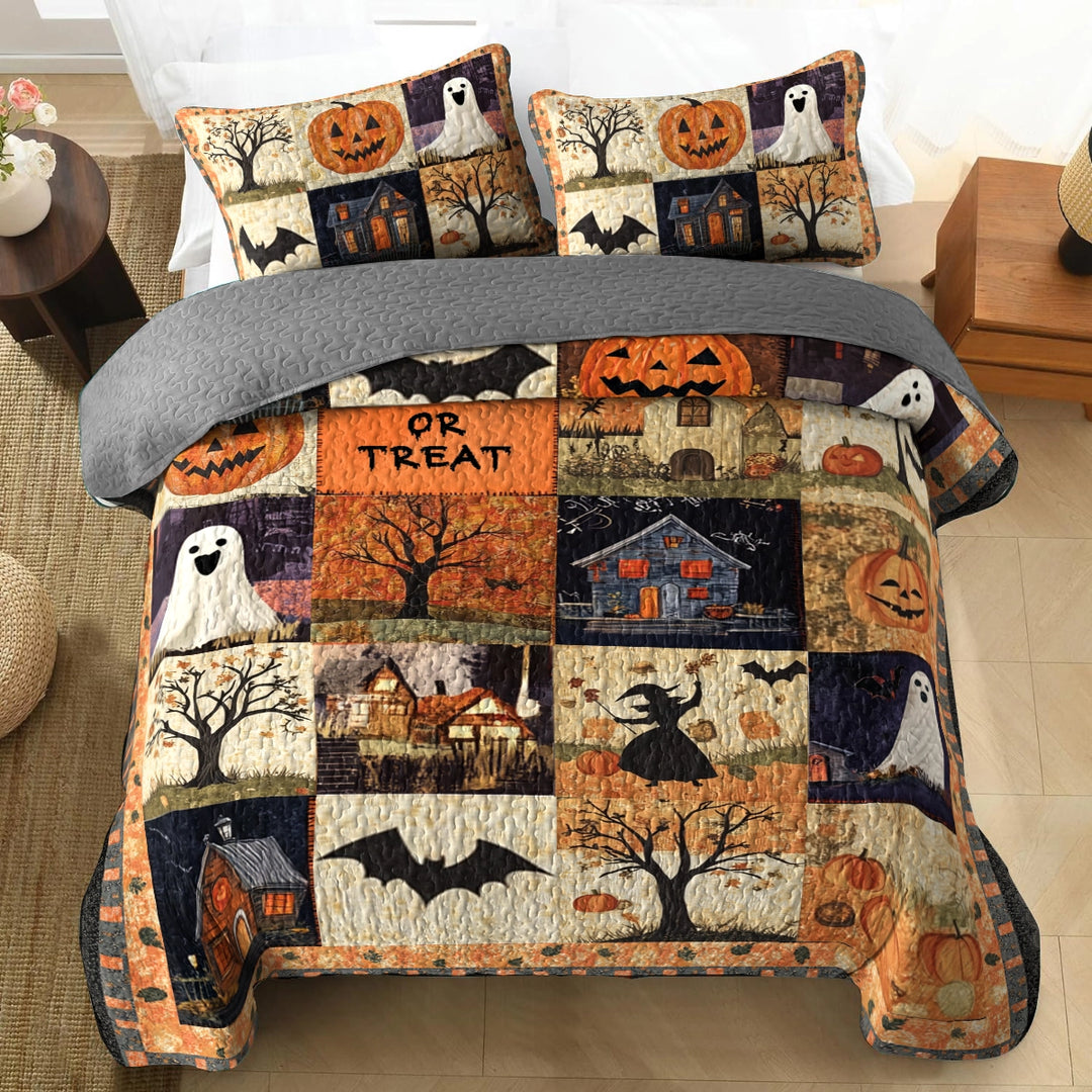 All Season Quilt 3-Piece Set - Spooky Trick Or Treat Halloween