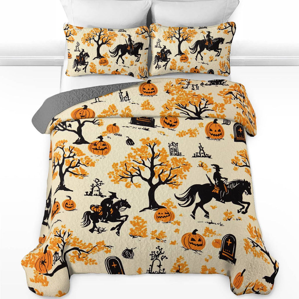 All Season Quilt 3-Piece Set Riding Pumpkins