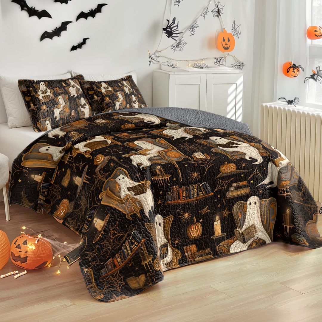 All Season Quilt 3-Piece Set Halloween Ghostly Book Club