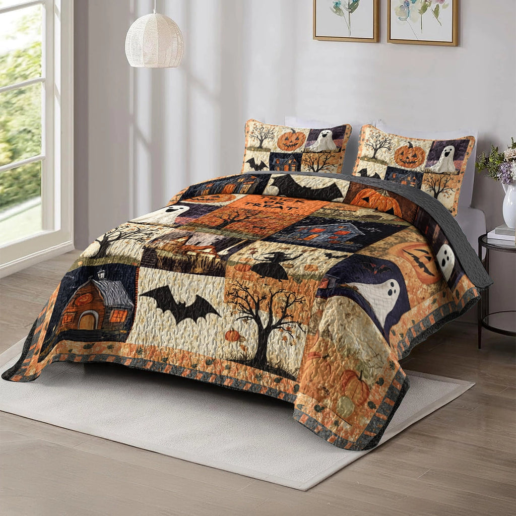 All Season Quilt 3-Piece Set - Spooky Trick Or Treat Halloween