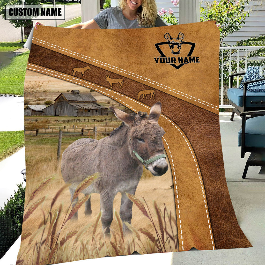 Personalized Name Miniature Donkey Brownie Background Blanket