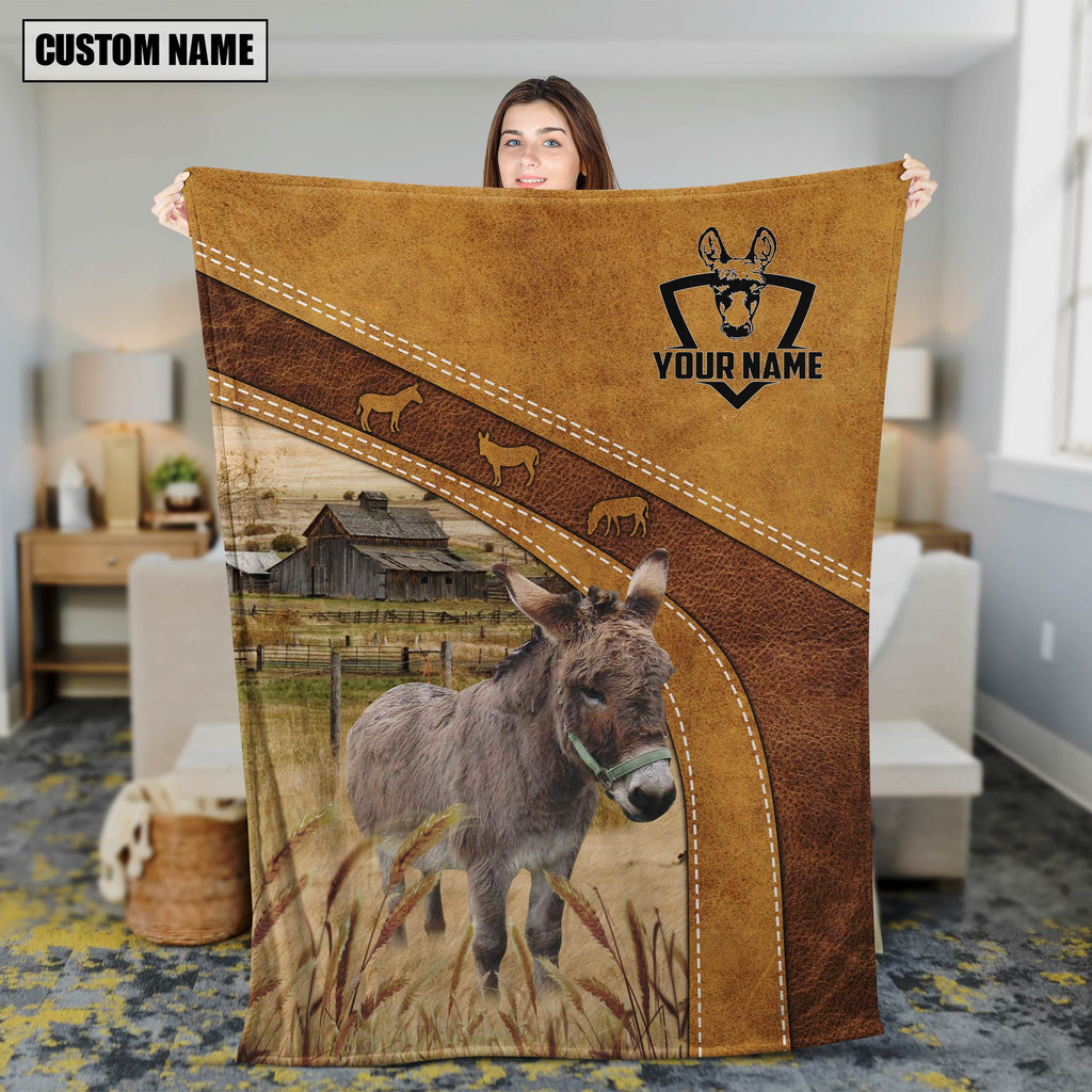 Personalized Name Miniature Donkey Brownie Background Blanket
