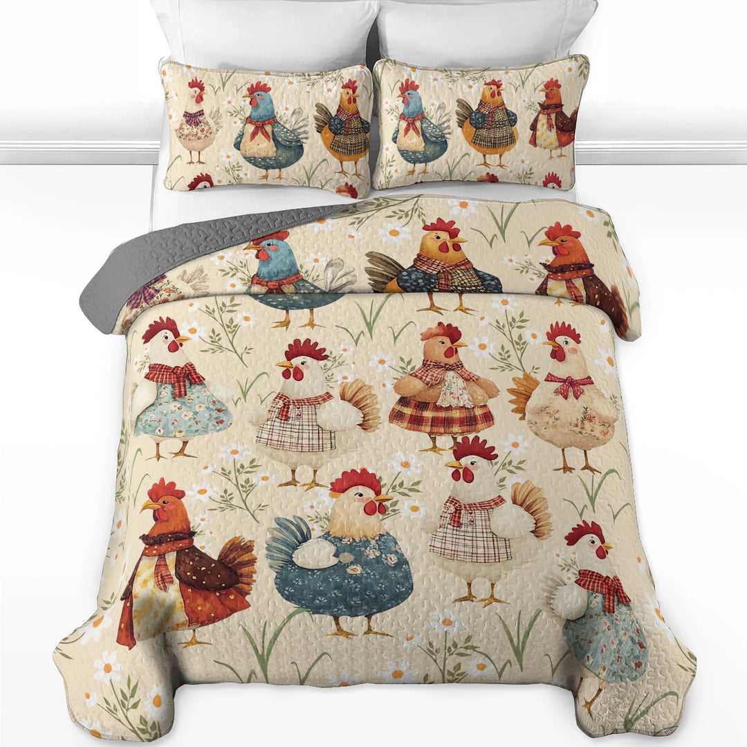 All Season Quilt 3-Piece Set - Cozy Chicken