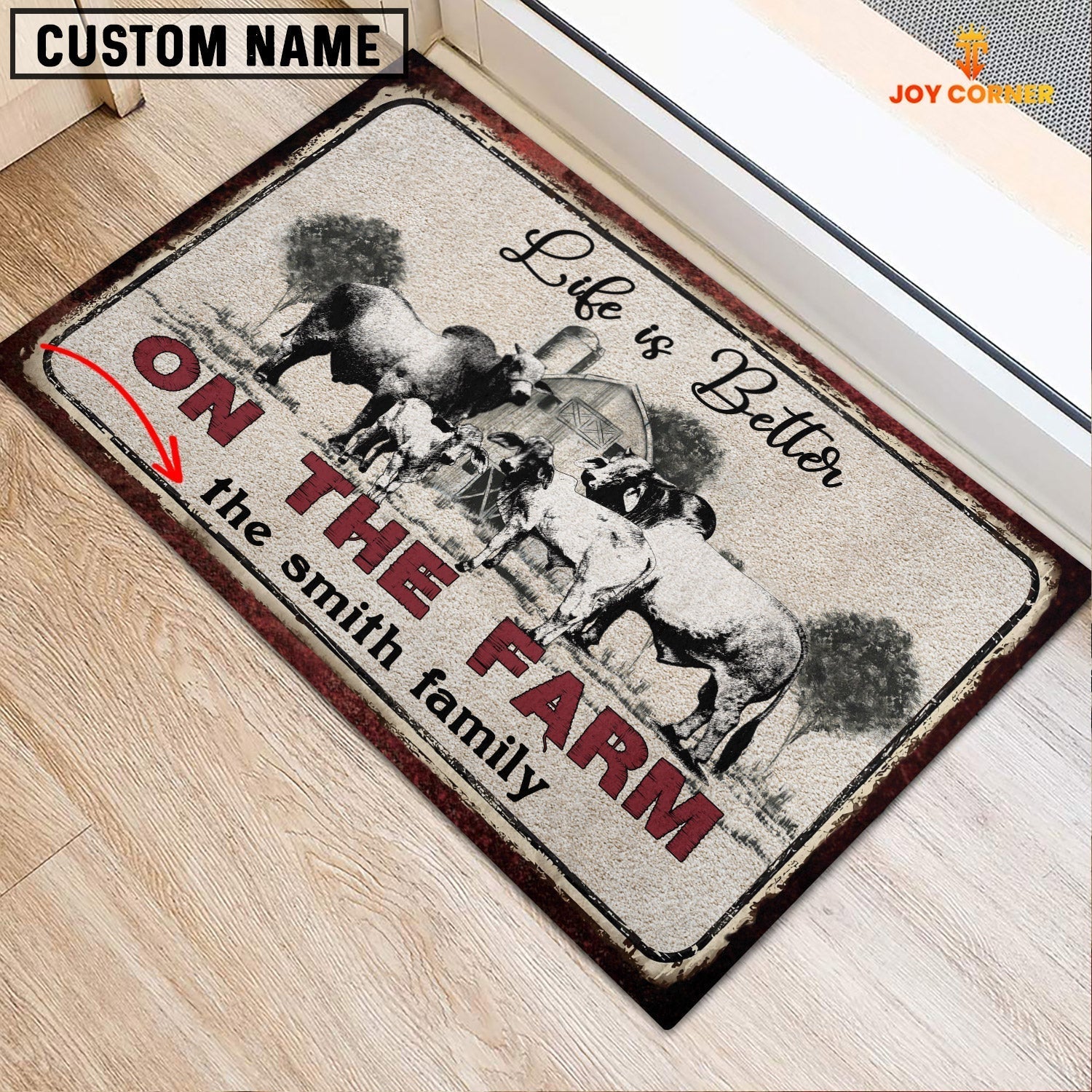 Brahman Life is Better Custom Name Doormat