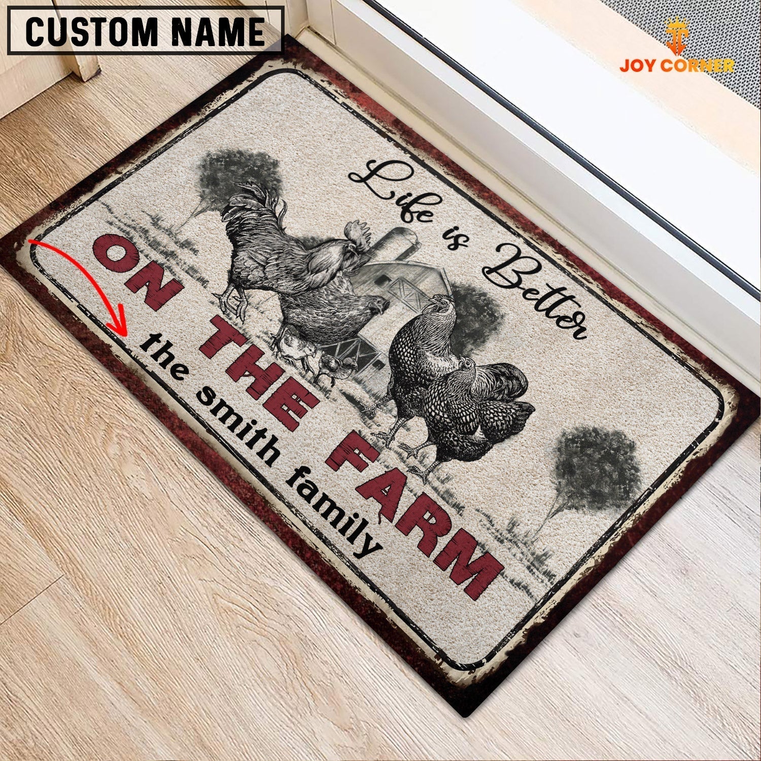 Chicken Life is Better Custom Name Doormat