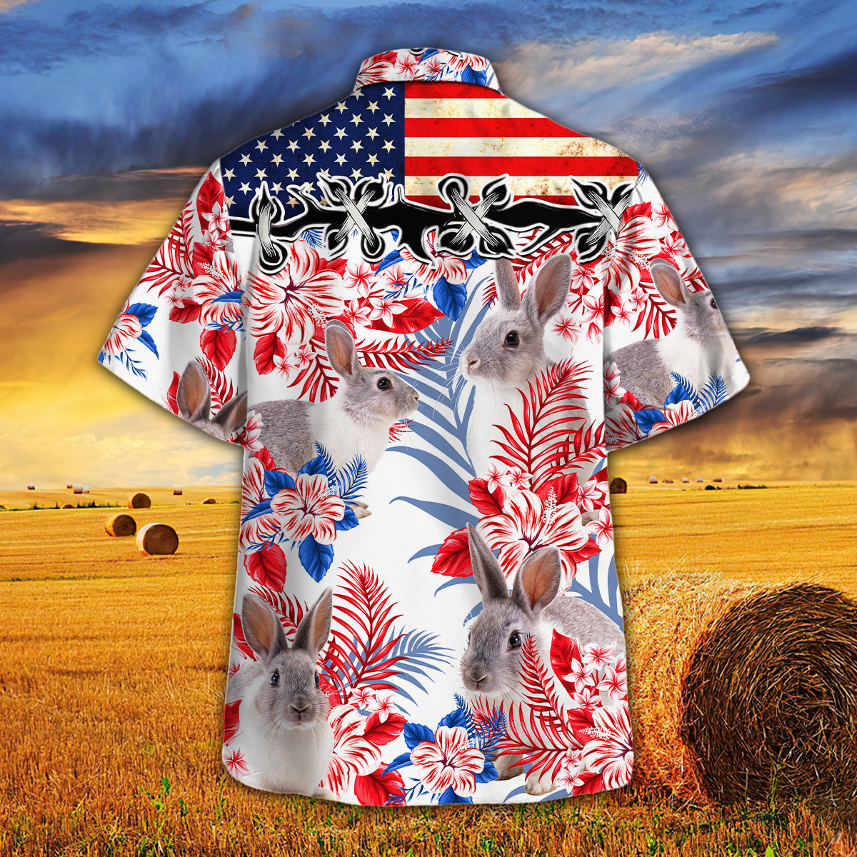 Unique United States Flag Hawaiian Theme For Rabbit Lovers All 3D Printed Hawaiian shirt