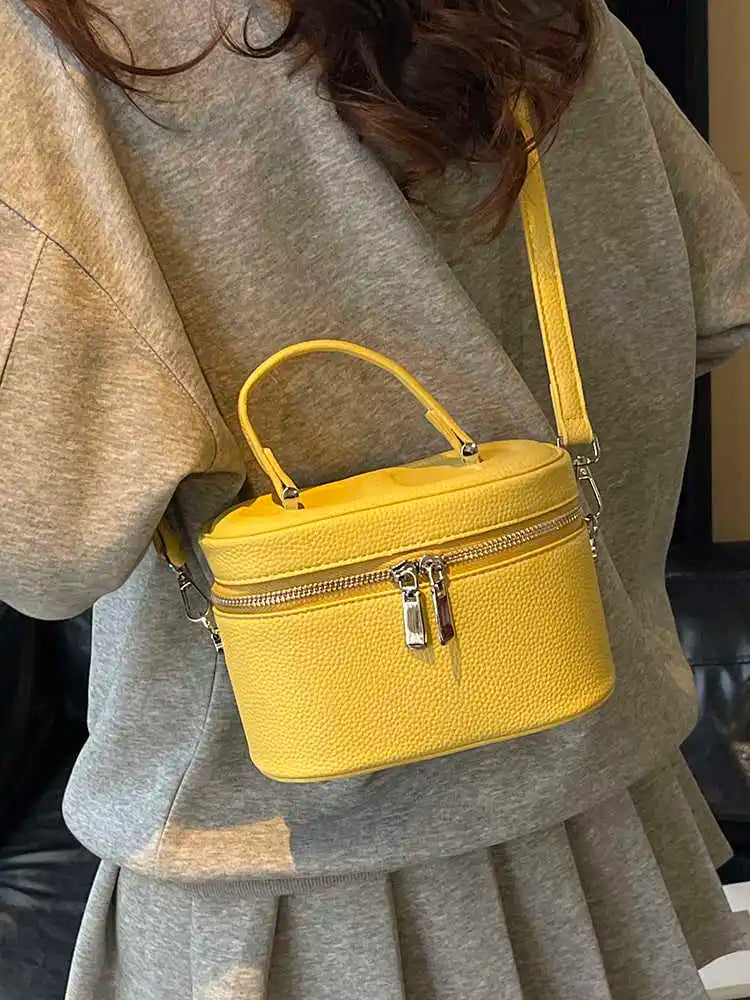 Summer Women's Crossbody Square Bag Korean Edition INS Versatile Travel Box Handbags Daily Simple PU One Shoulder Bags ﻿