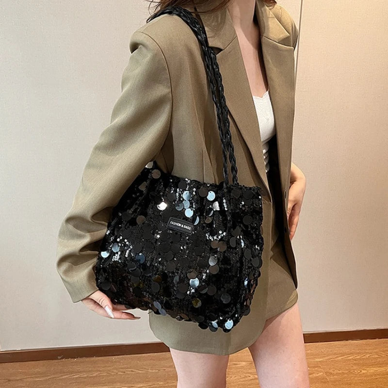 Large Capaci Glitter Underarm Bag 2025 Summer Versatile Handbag Single Oulder Bag Iny Sequin Bag Trendy Ular New Sle