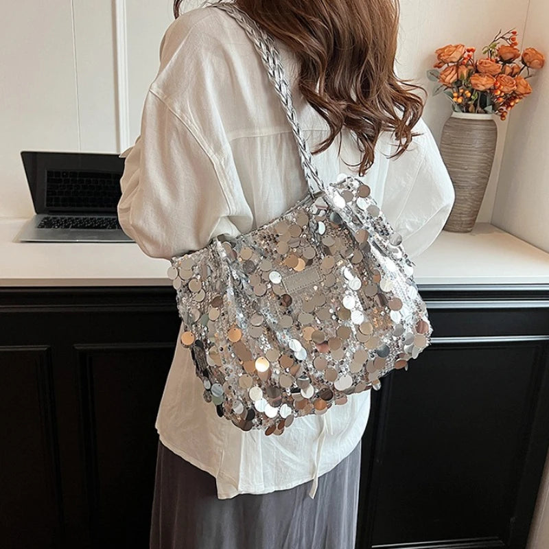 Large Capaci Glitter Underarm Bag 2025 Summer Versatile Handbag Single Oulder Bag Iny Sequin Bag Trendy Ular New Sle