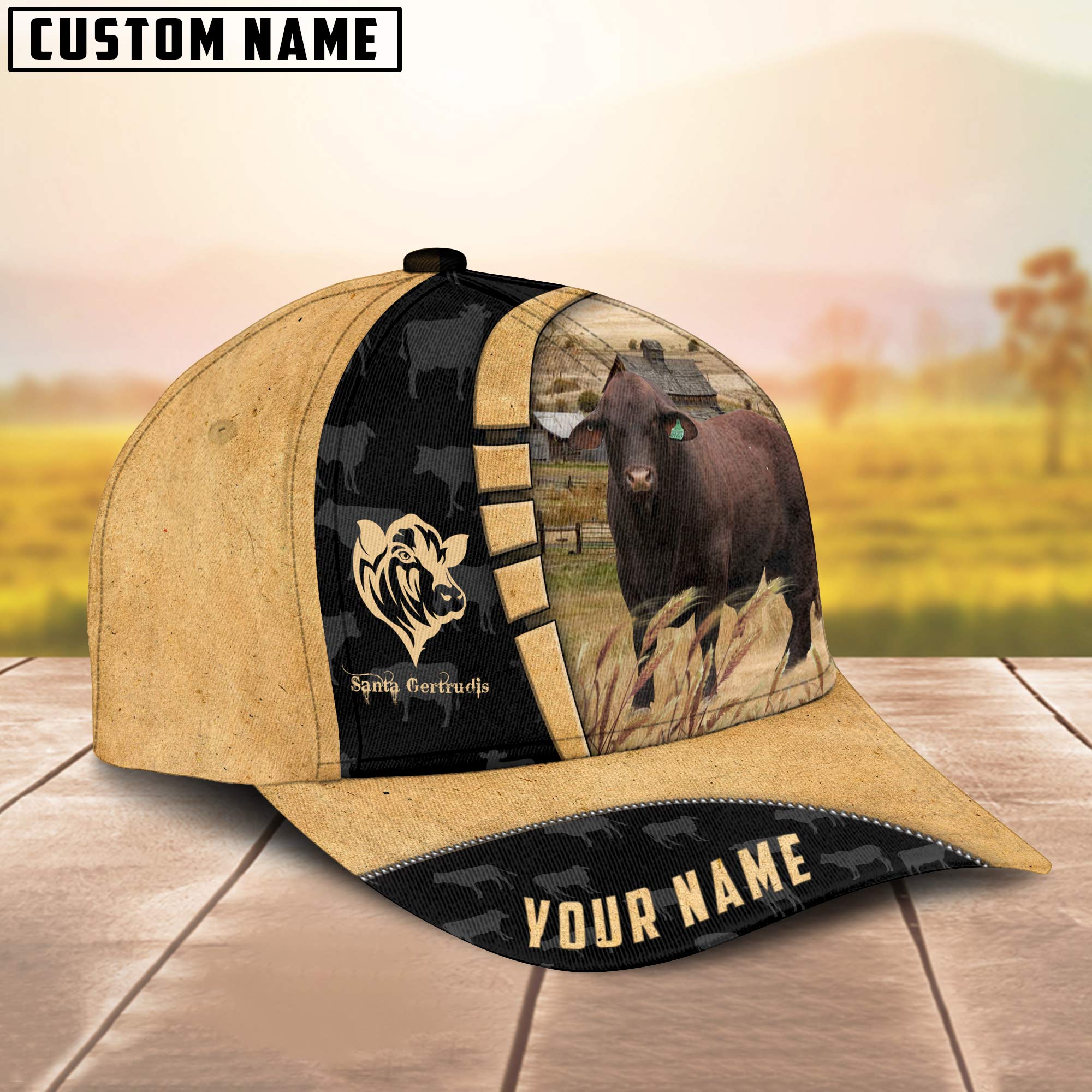 Custom Name Santa gertrudis Cattle Farmhouse Field Cap TT25