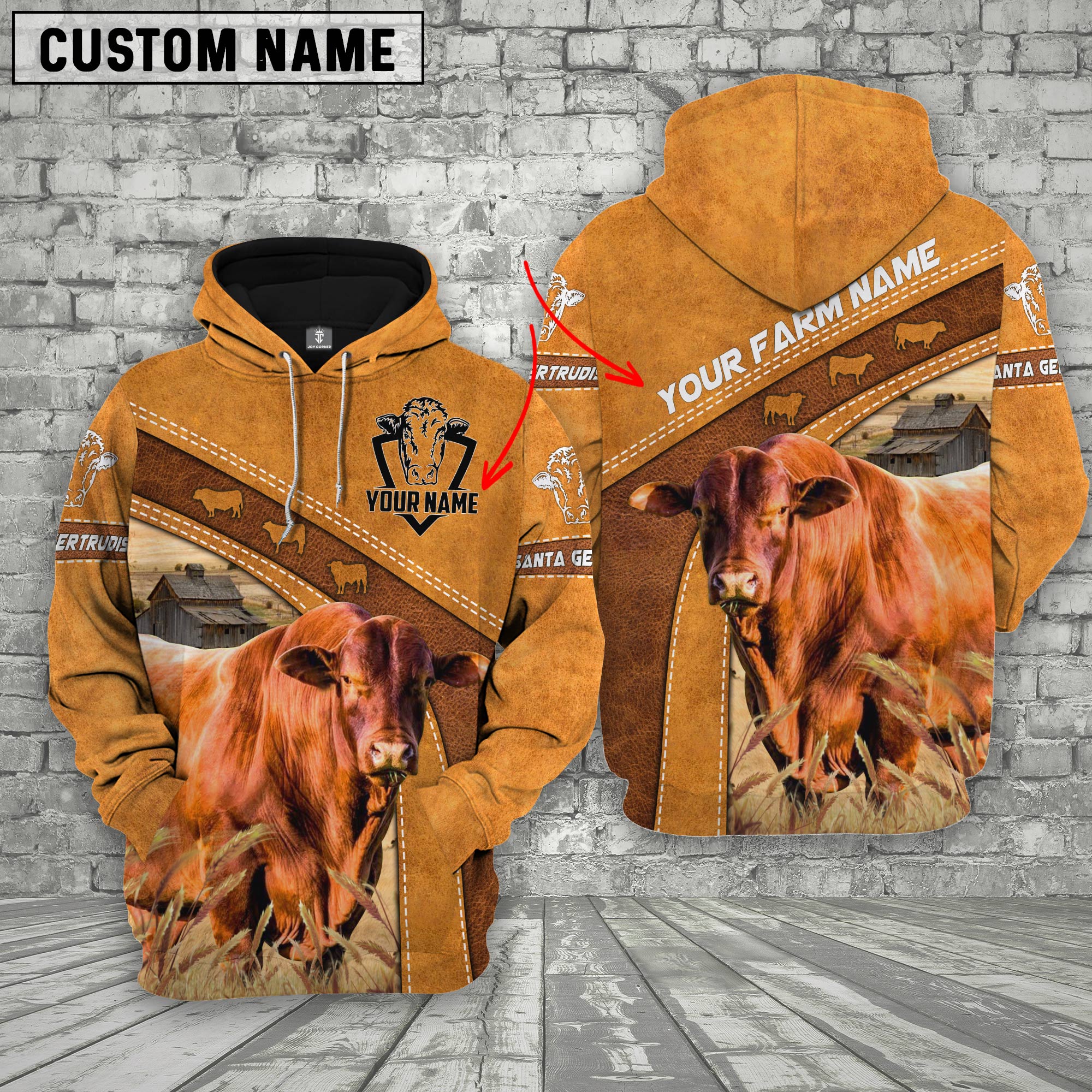 Personalized Name 3D Santa Gertrudis Hoodie