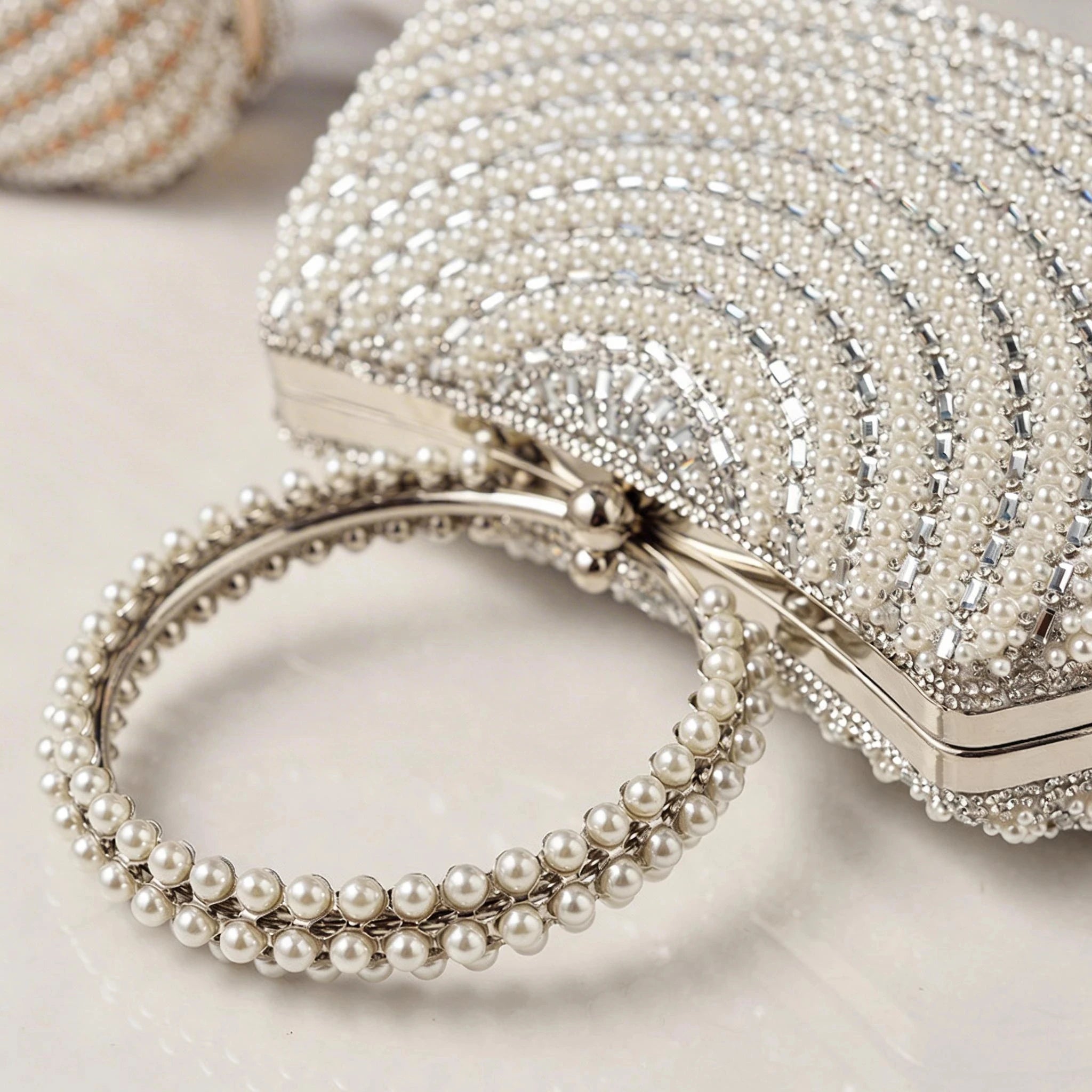 Pearl Luxury Party Bag Woman Wallets and Handbags Designer Bling Metal Clutch Purse Hand Silver Shoulder Bags for Ladies 2026