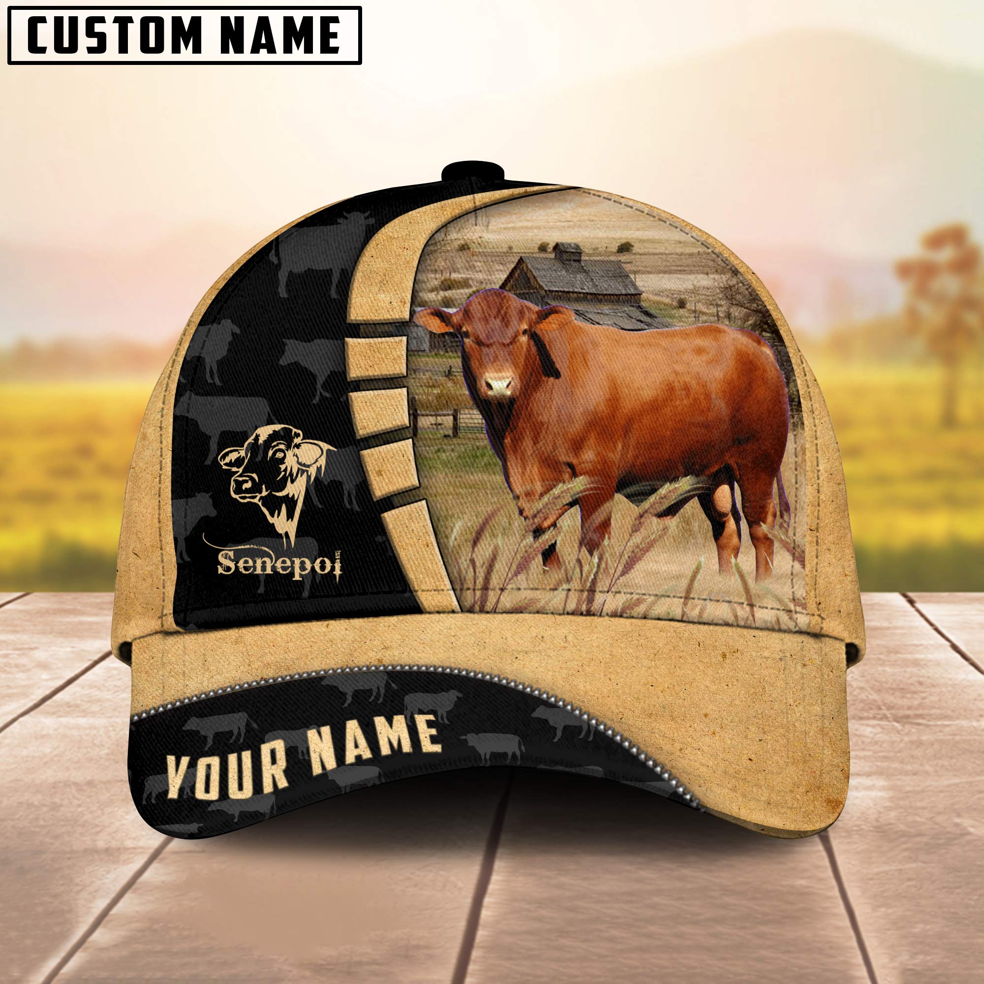 Custom Name Senepol Cattle Farmhouse Field Cap TT21
