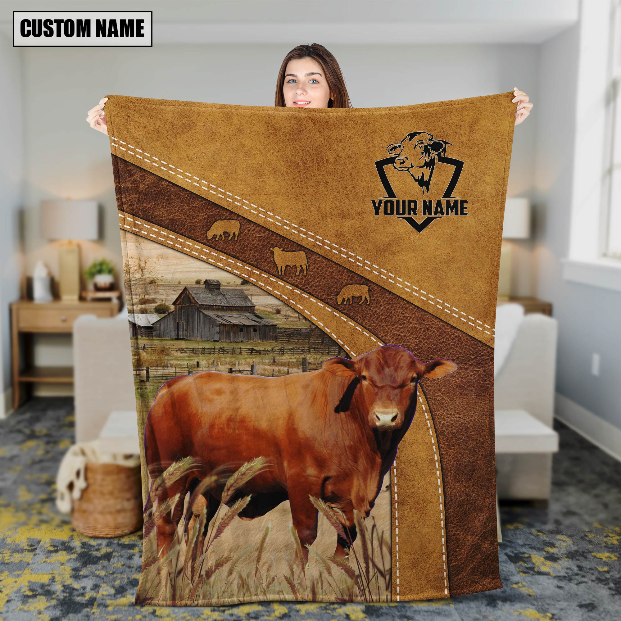 Personalized Name Senepol Brownie Background Blanket