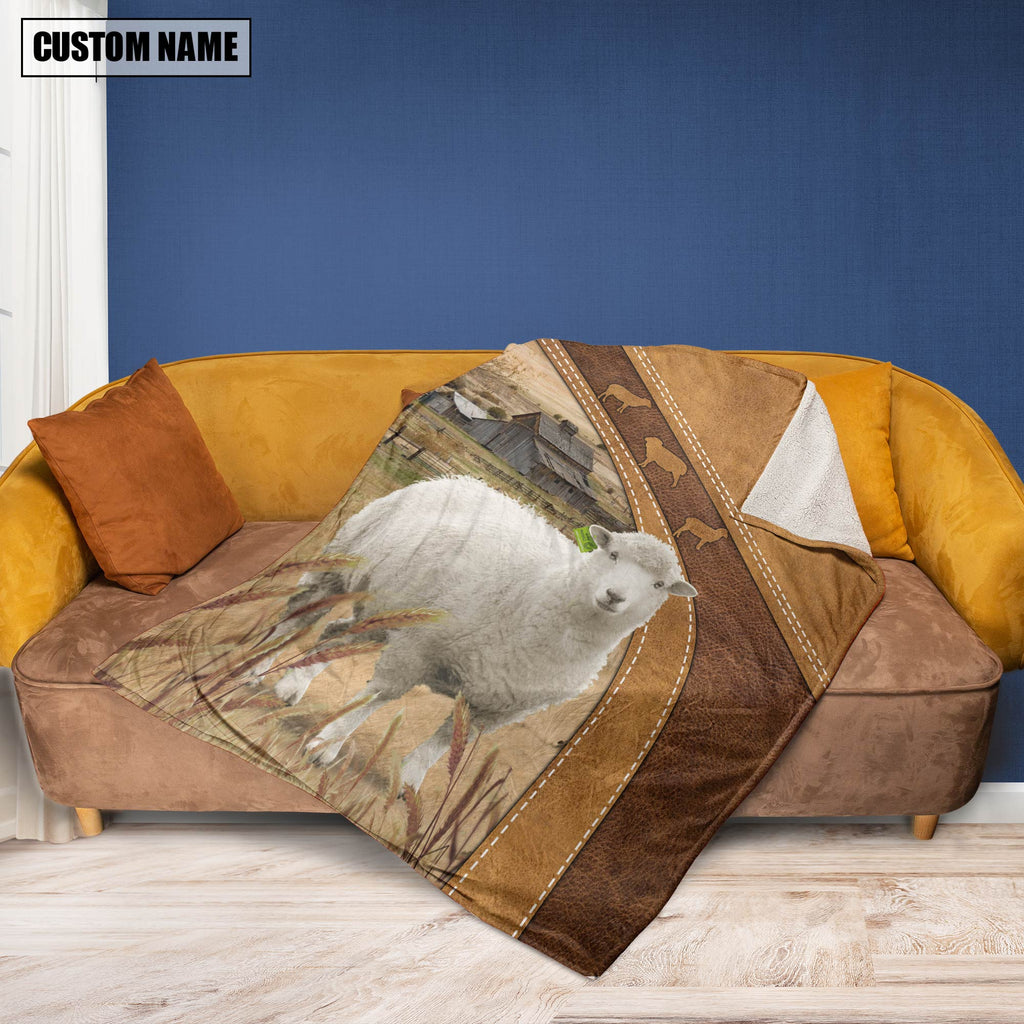 Personalized Name Sheep Brownie Background Blanket
