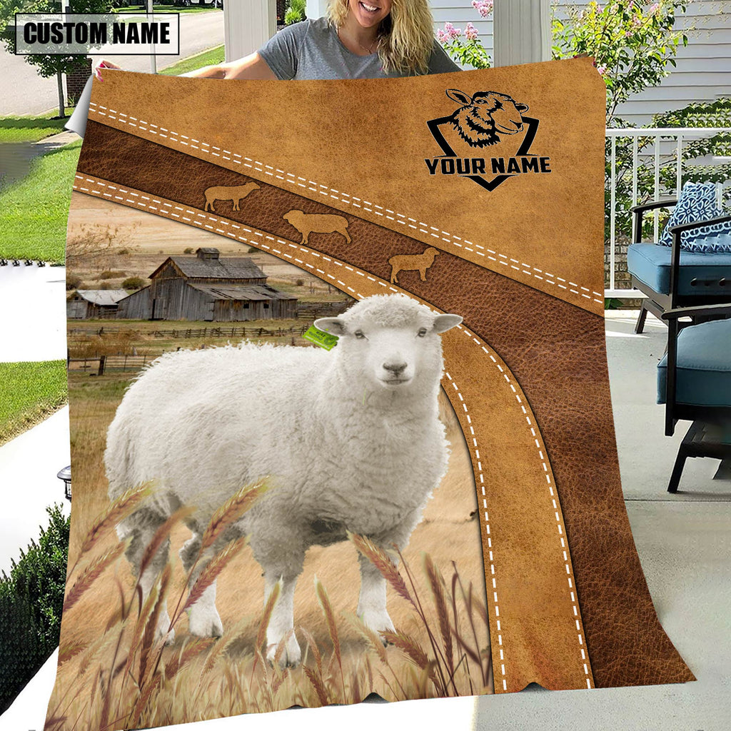 Personalized Name Sheep Brownie Background Blanket
