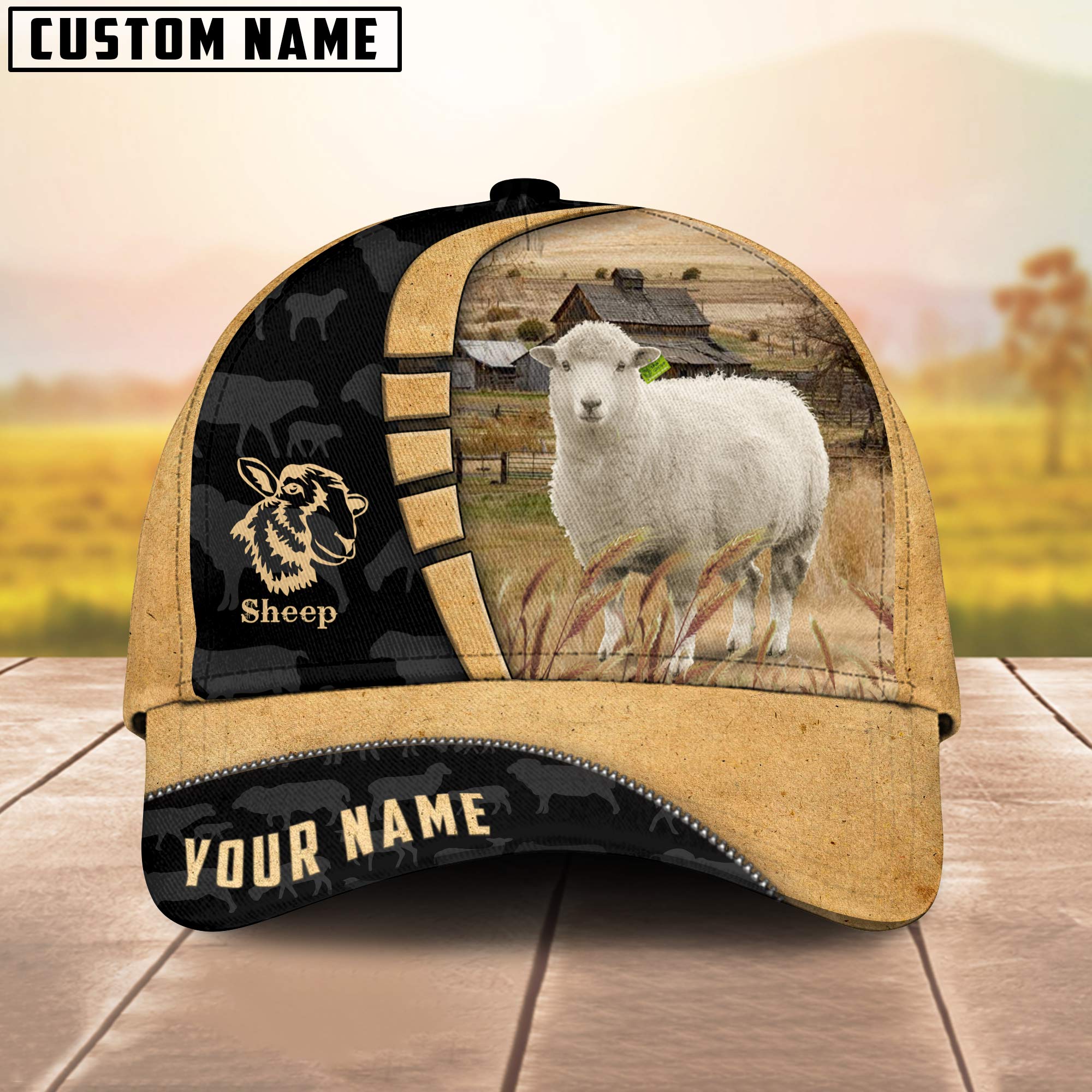 Custom Name Sheep Cattle Farmhouse Field Cap