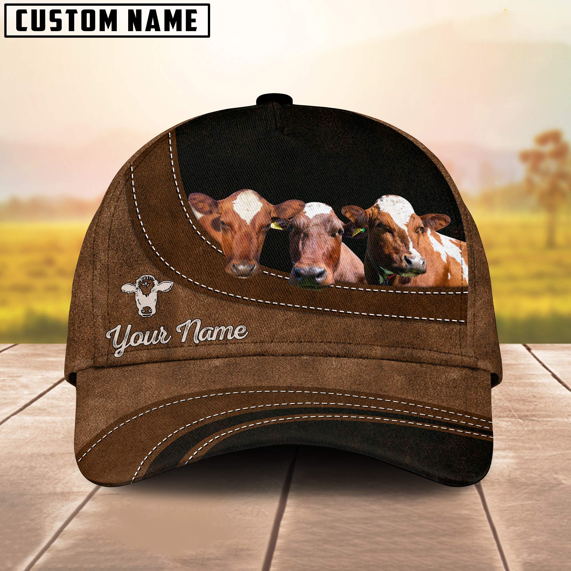 Norwegian Red Cattle Happiness Customized Name Cap