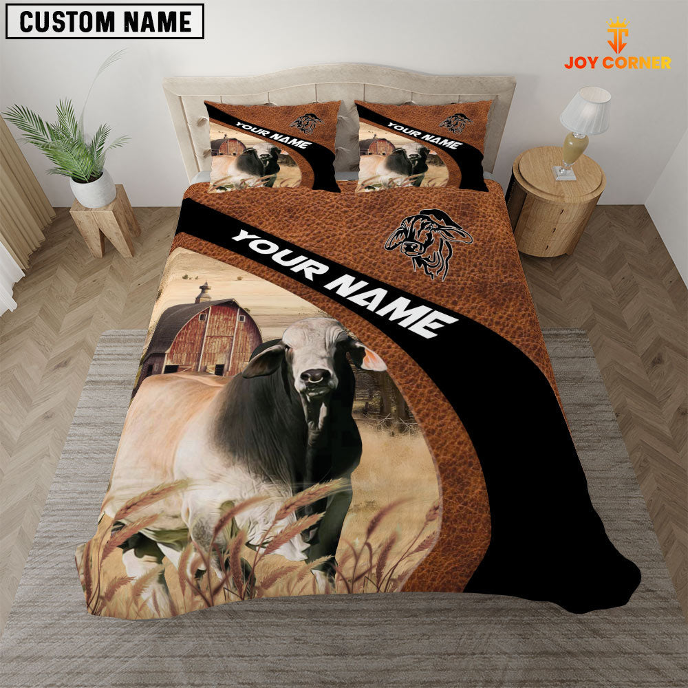 Brahman On The Farm Customized Name Red Barn Bedding Set