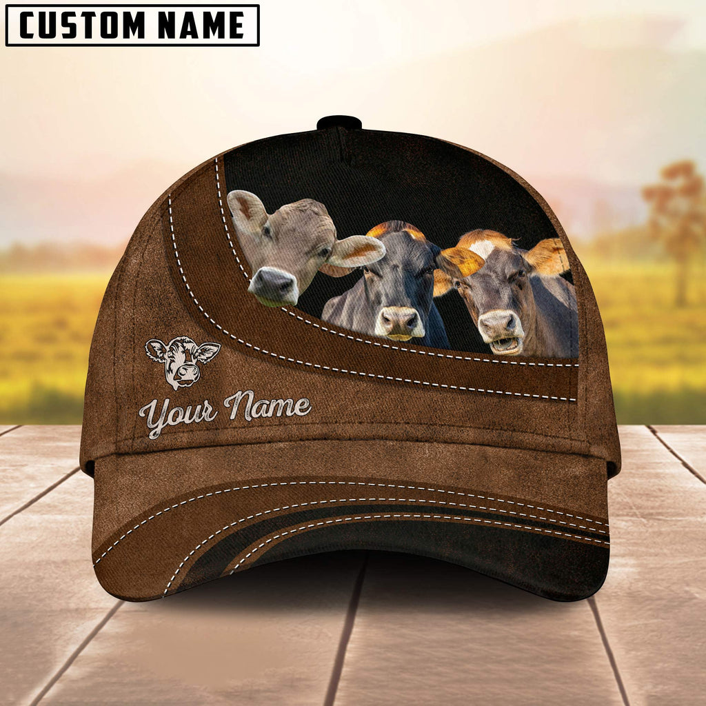 Brown Swiss Happiness Customized Name Cap