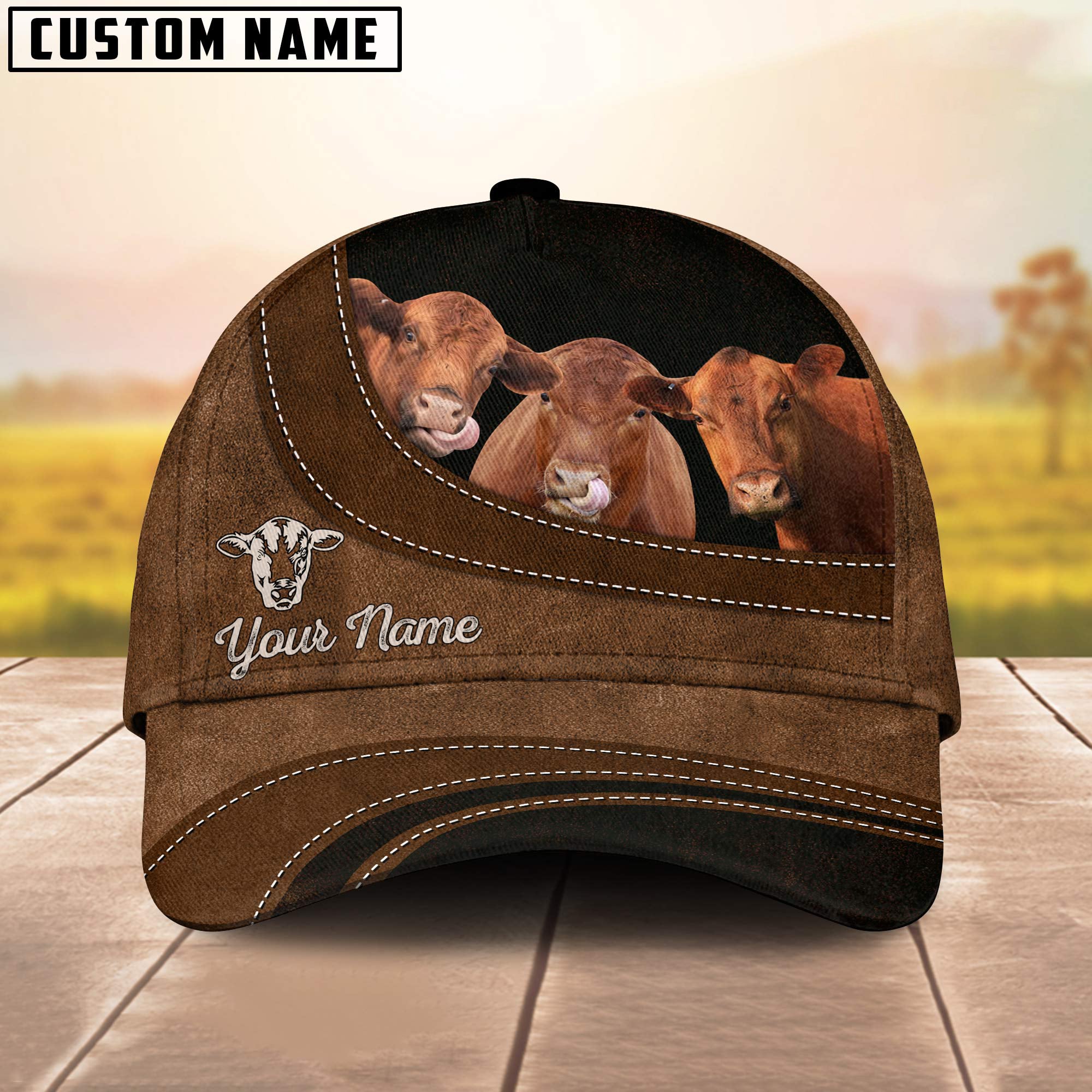 Red Angus Happiness Customized Name Cap
