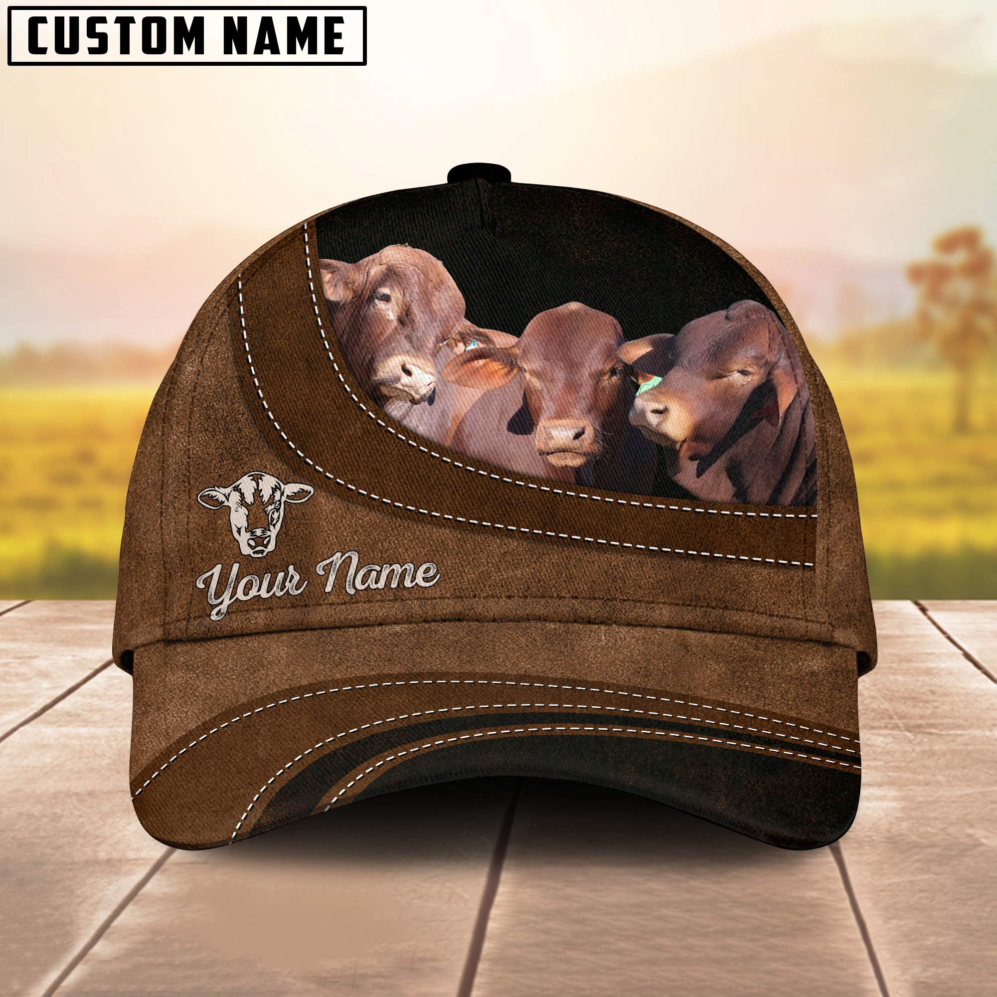 Red Brangus Happiness Customized Name Cap