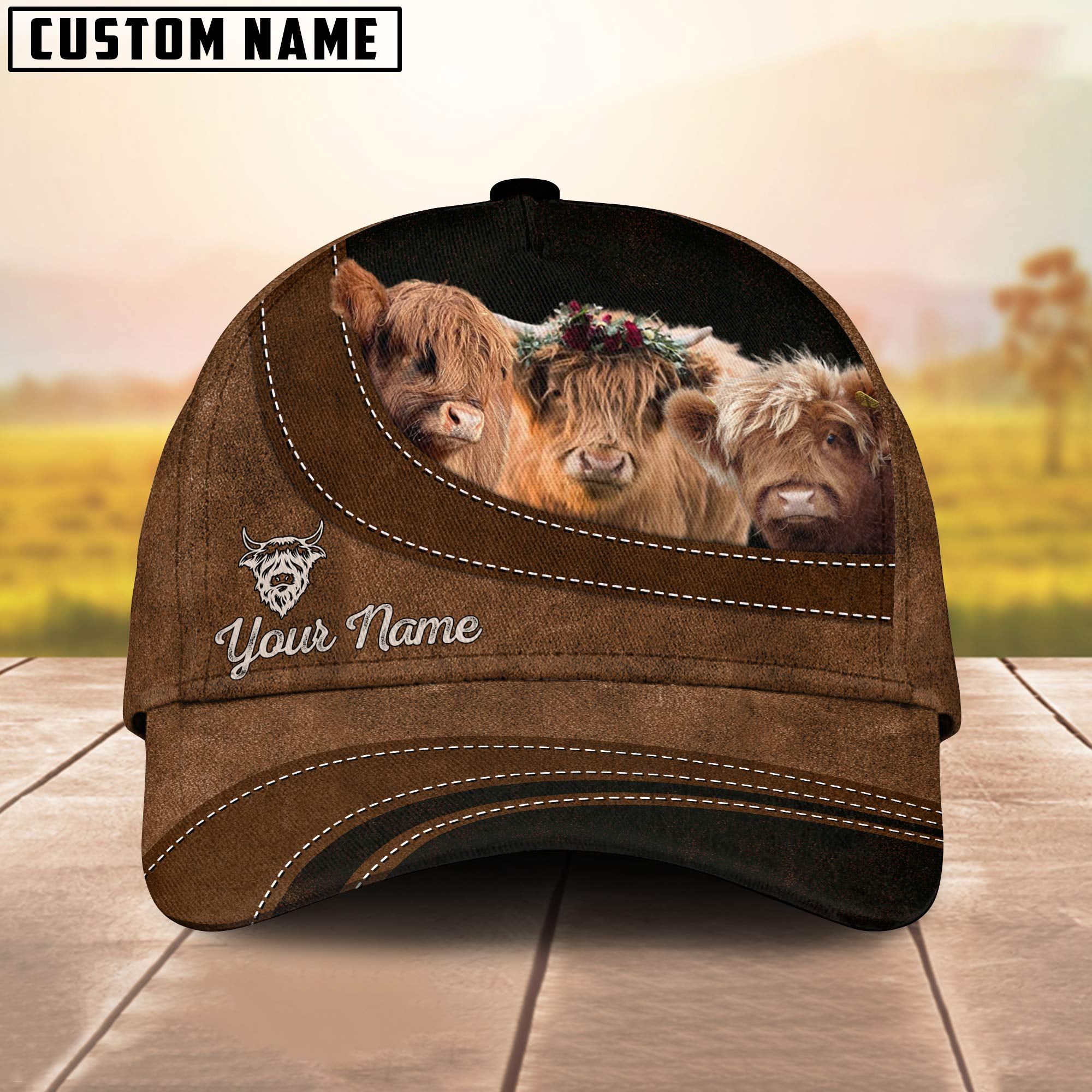 Miniature Highland Happiness Customized Name Cap