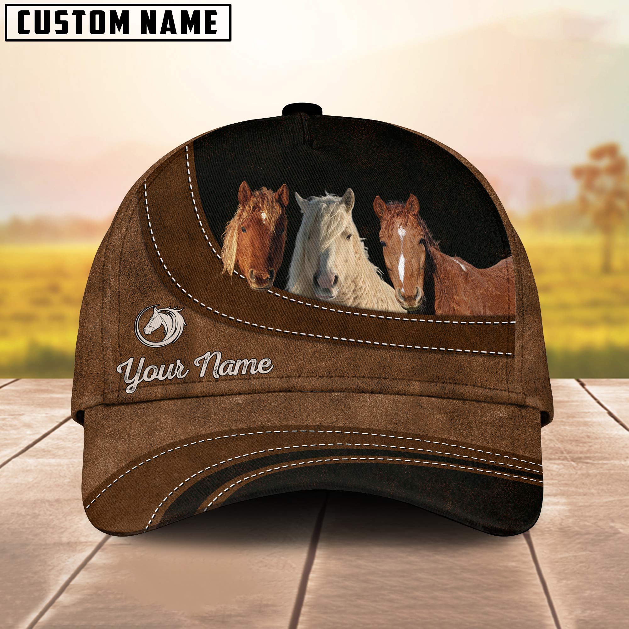 Curly Horses Happiness Customized Name Cap