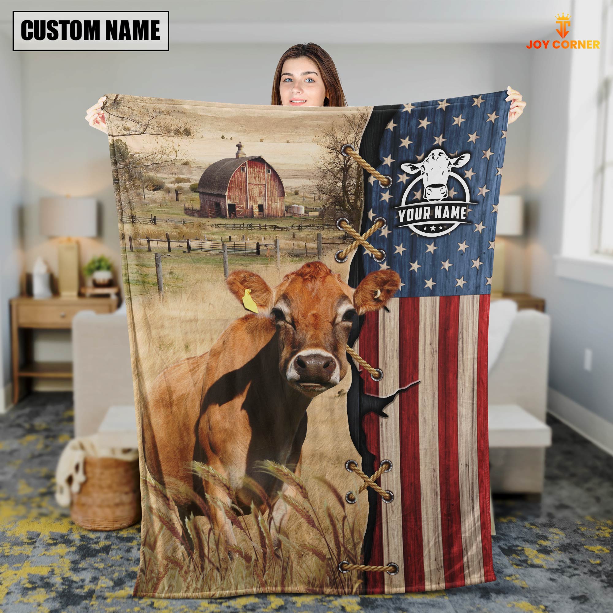 Personalized Name Jersey Flag Vintage Blanket