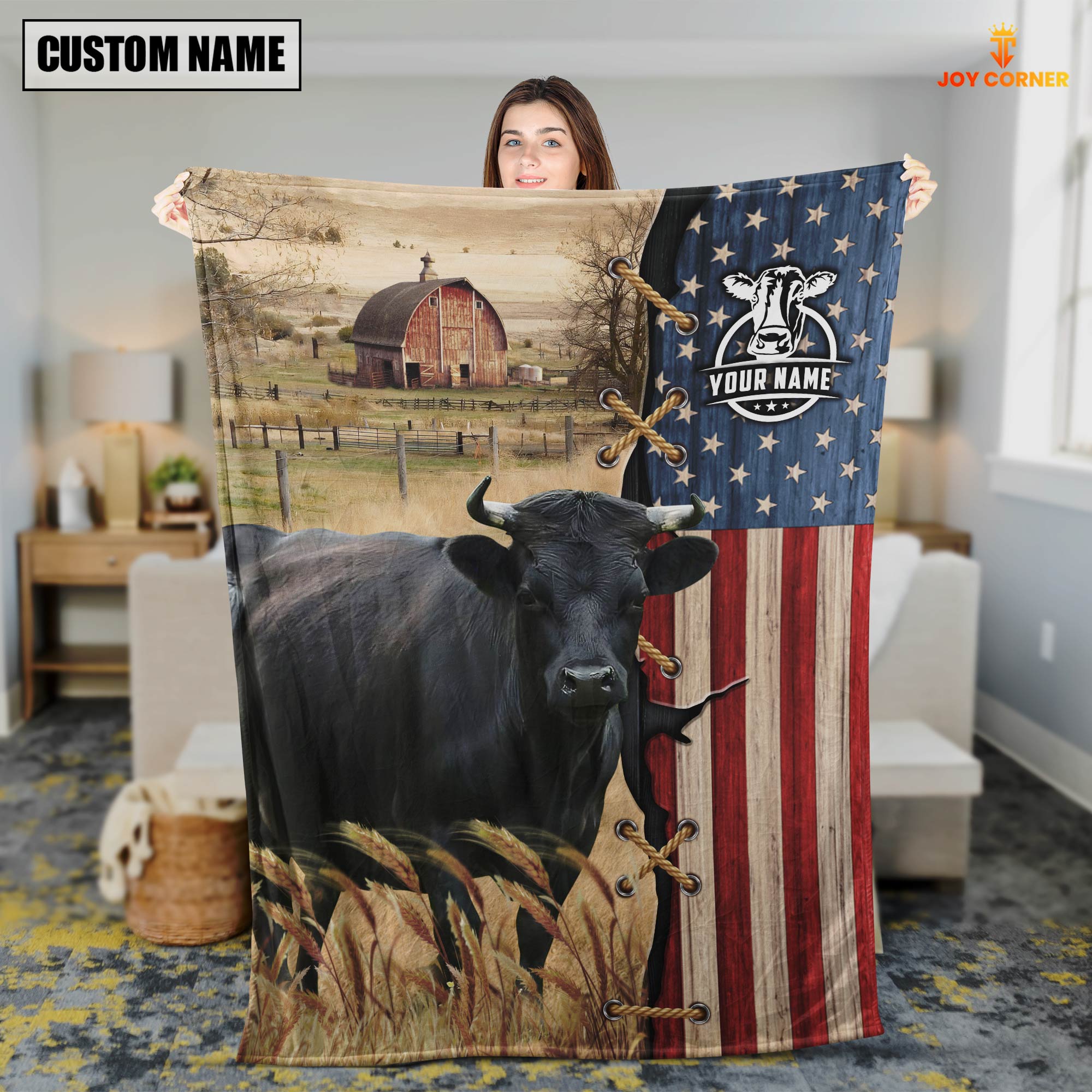 Personalized Name Dexter Flag Vintage Blanket