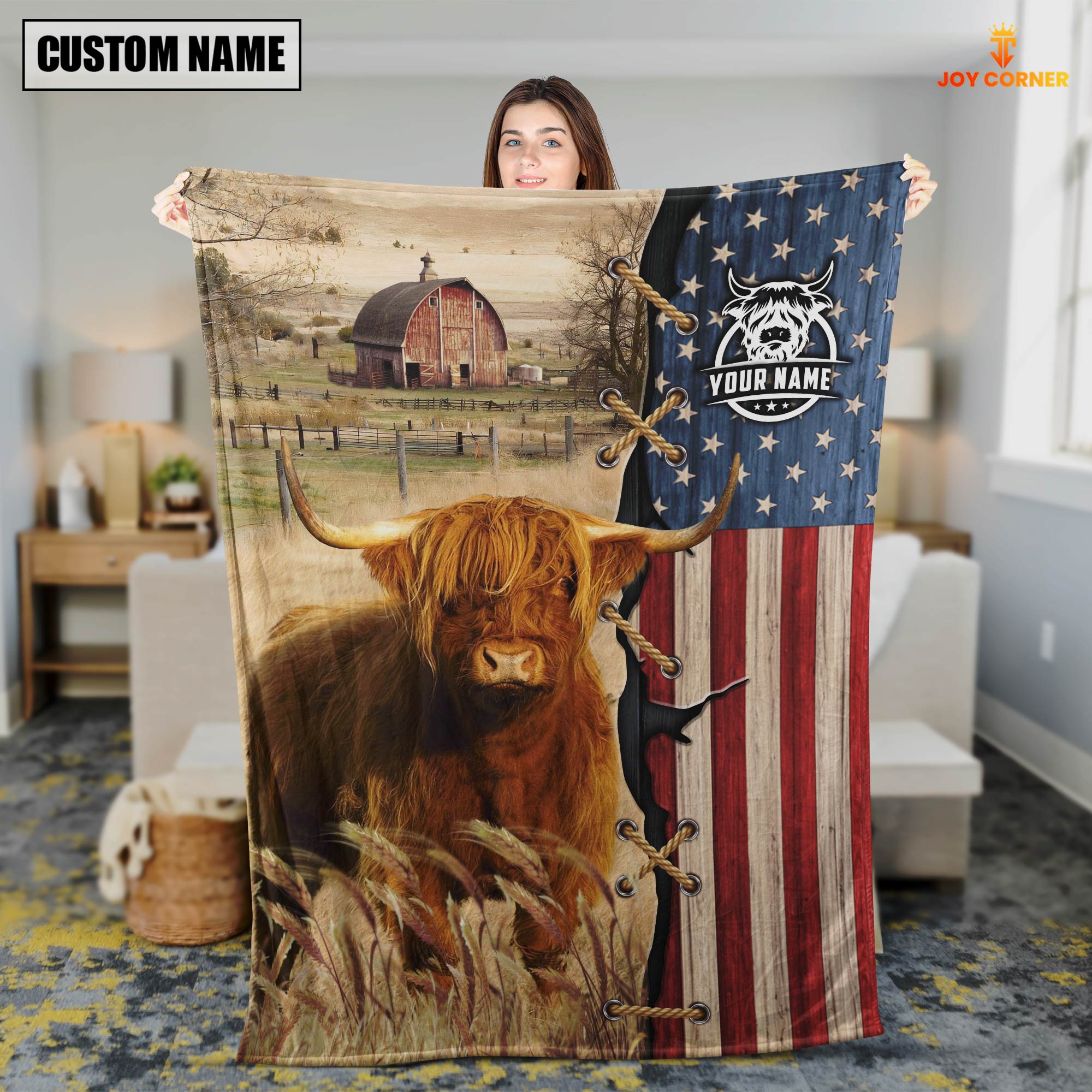 Personalized Name Highland Flag Vintage Blanket
