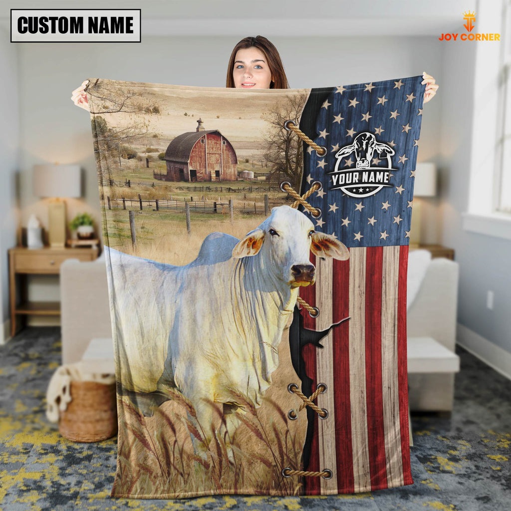Personalized Name Brahman Flag Vintage Blanket