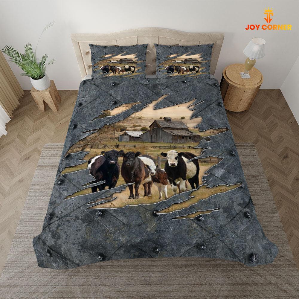 Belted Galloway On The Farm Customized Name Bedding Set