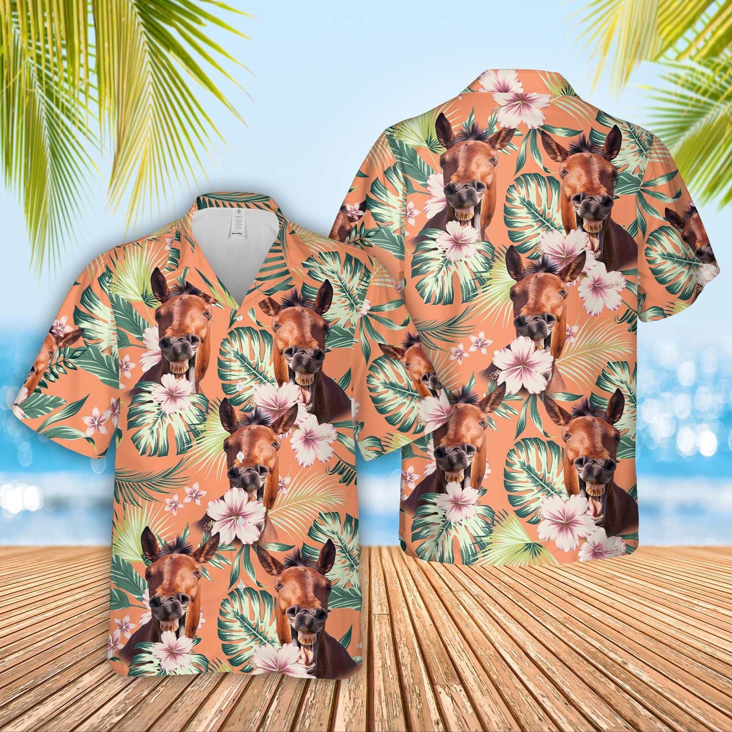 Unique Horse Summer Happiness Floral Farm 3D Hawaiian Shirt