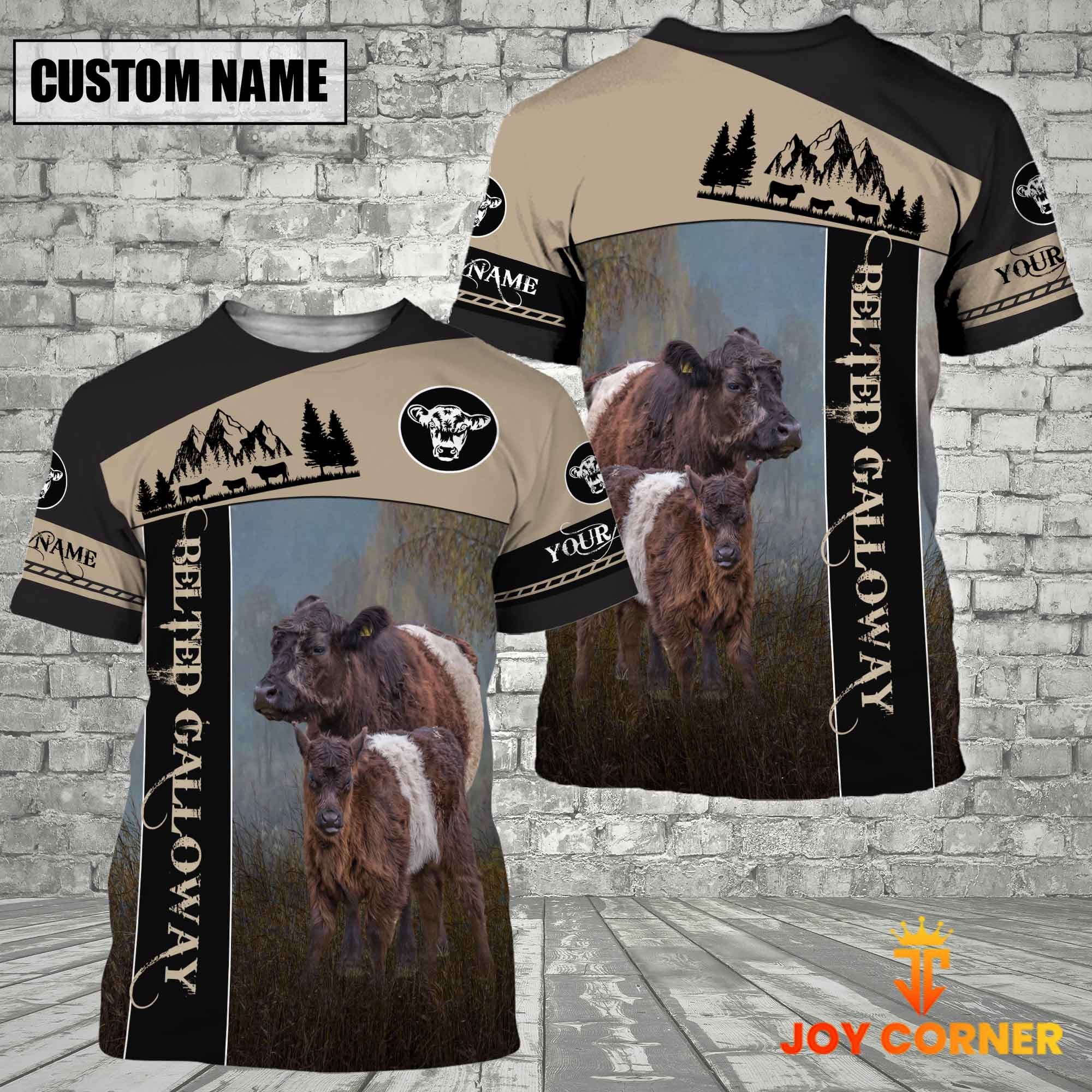 Belted Galloway Farmhouse Customized Name 3D T-Shirt