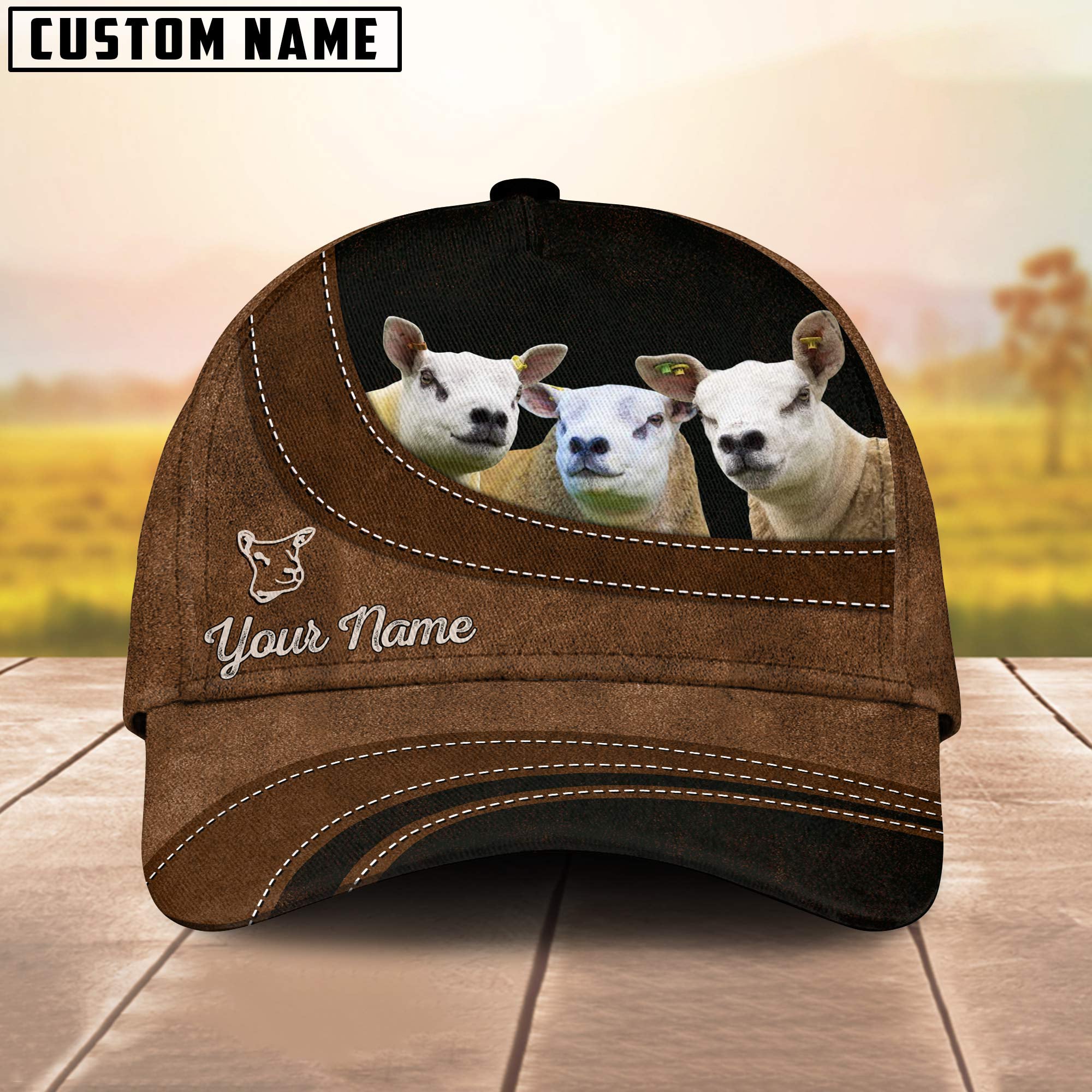 Texel Sheep Happiness Customized Name Cap