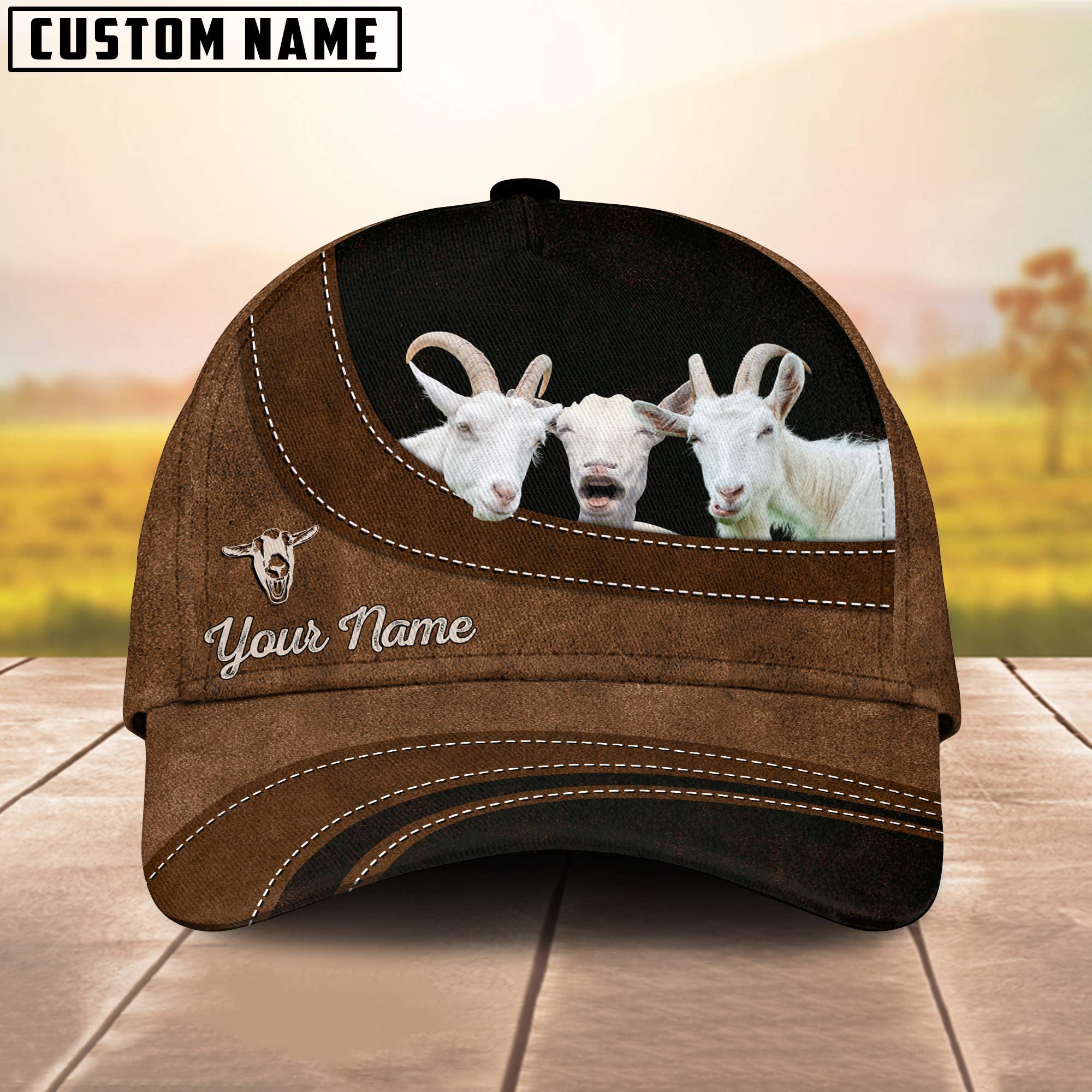 Saanen Goat Happiness Customized Name Cap