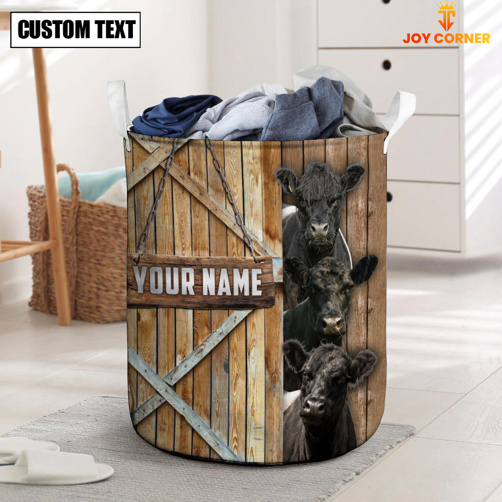 Belted Galloway Barn Custom Name Laundry Basket