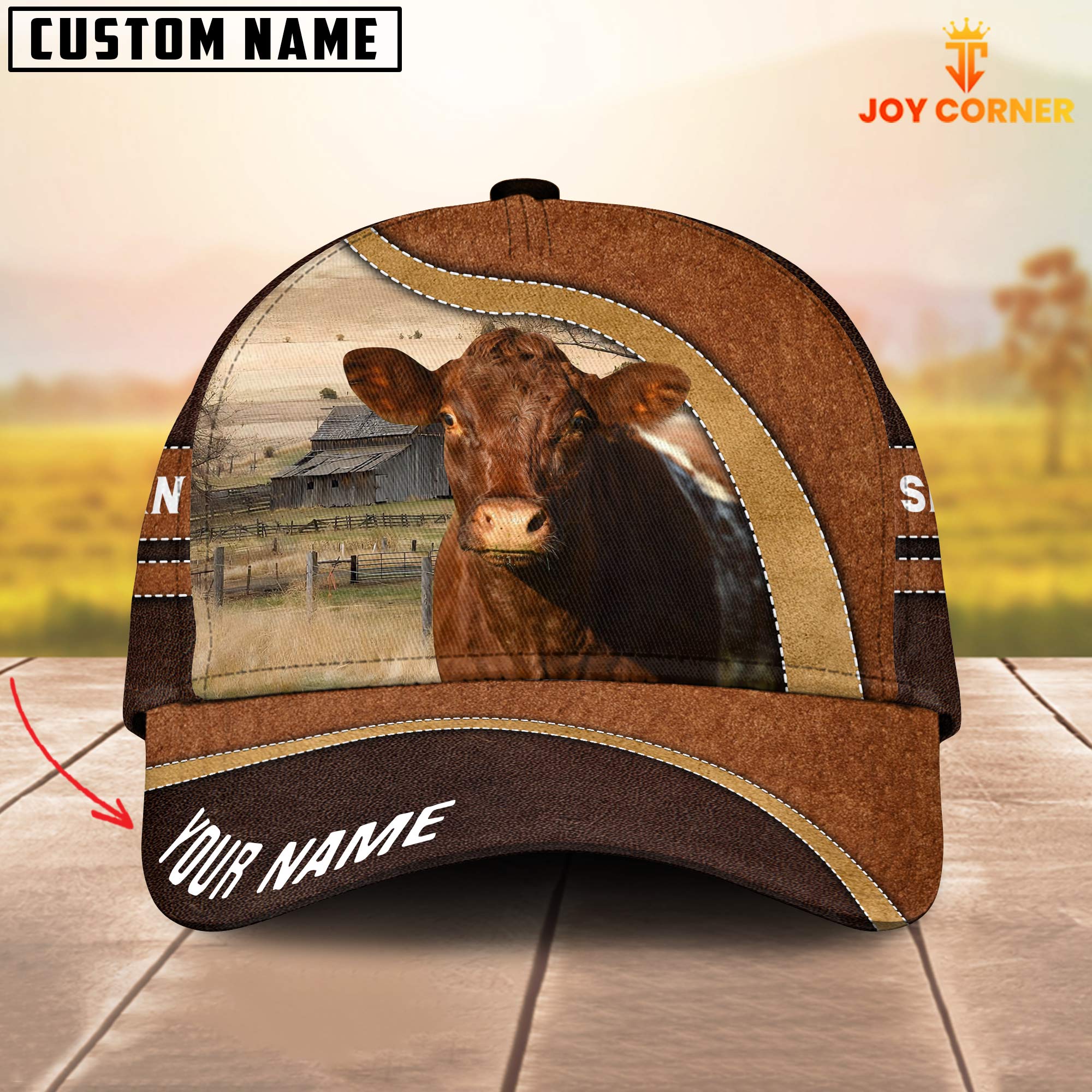 Shorthorn Happy Face Customized Name Cap