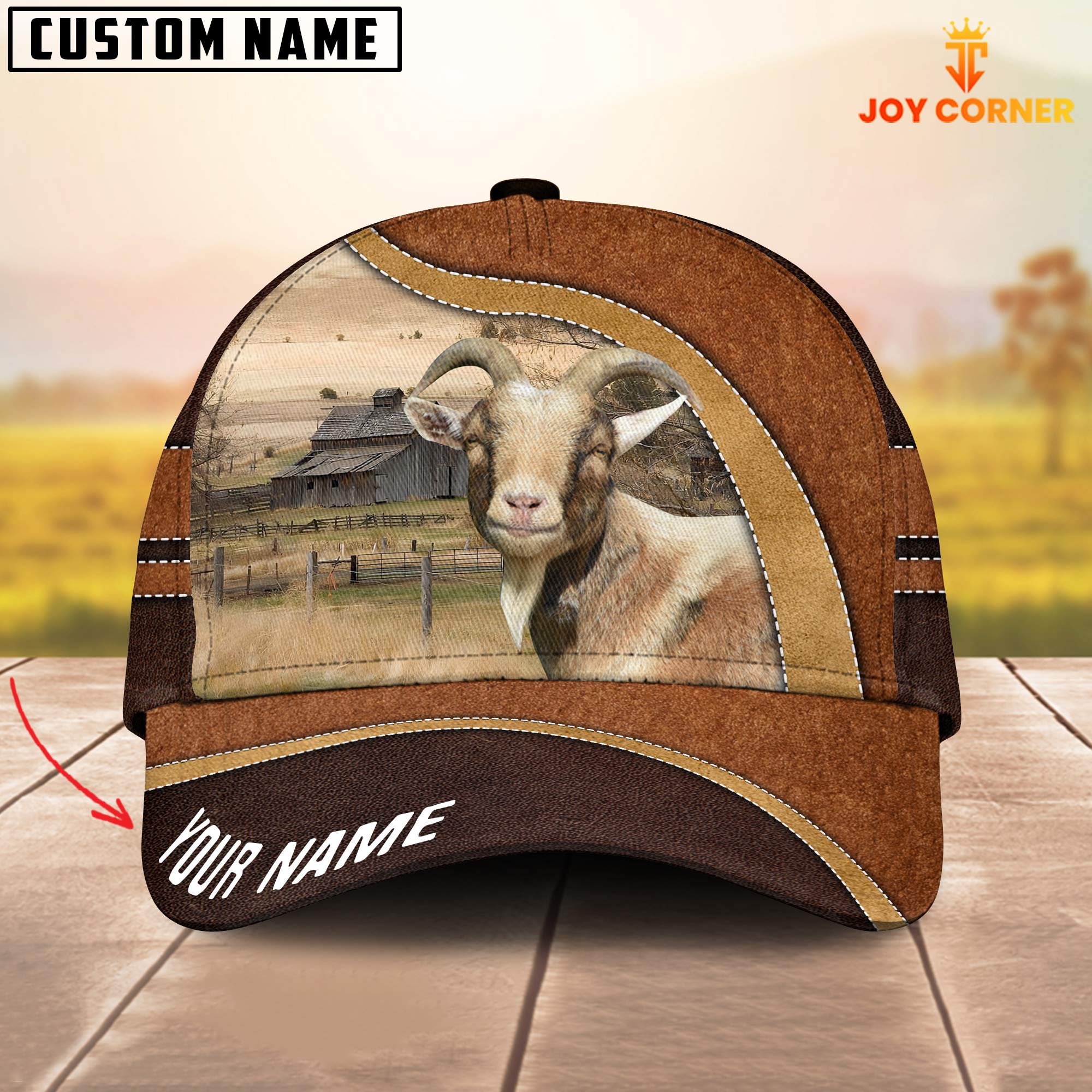 Goat Happy Face Customized Name Cap