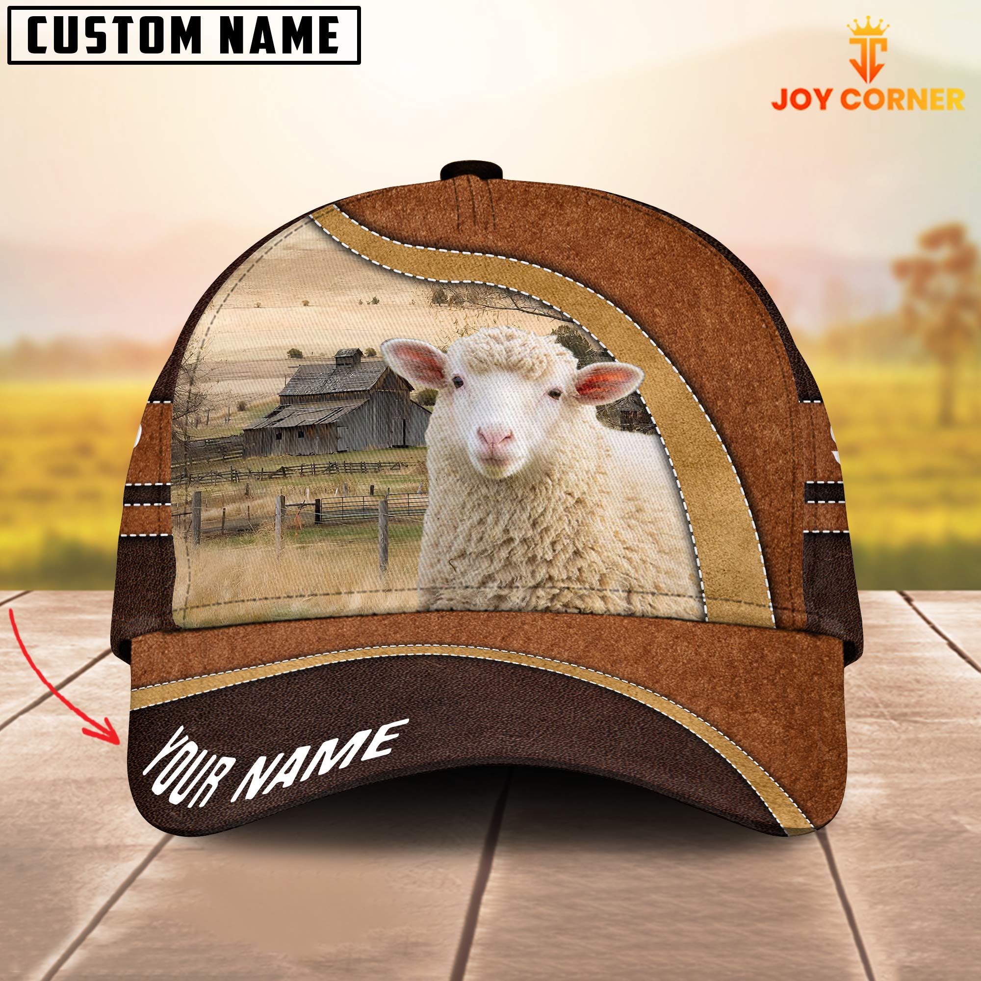 Sheep Happy Face Customized Name Cap