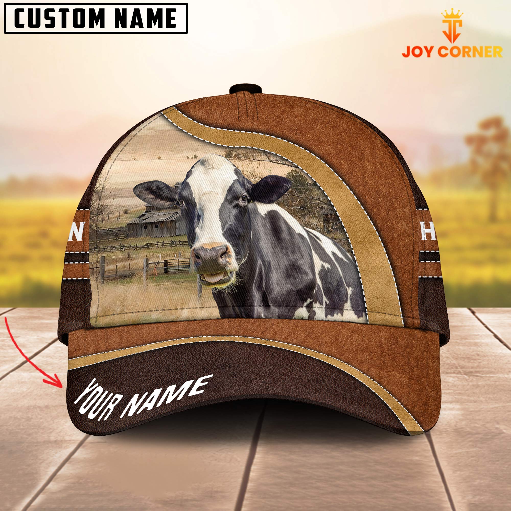 Holstein Happy Face Customized Name Cap
