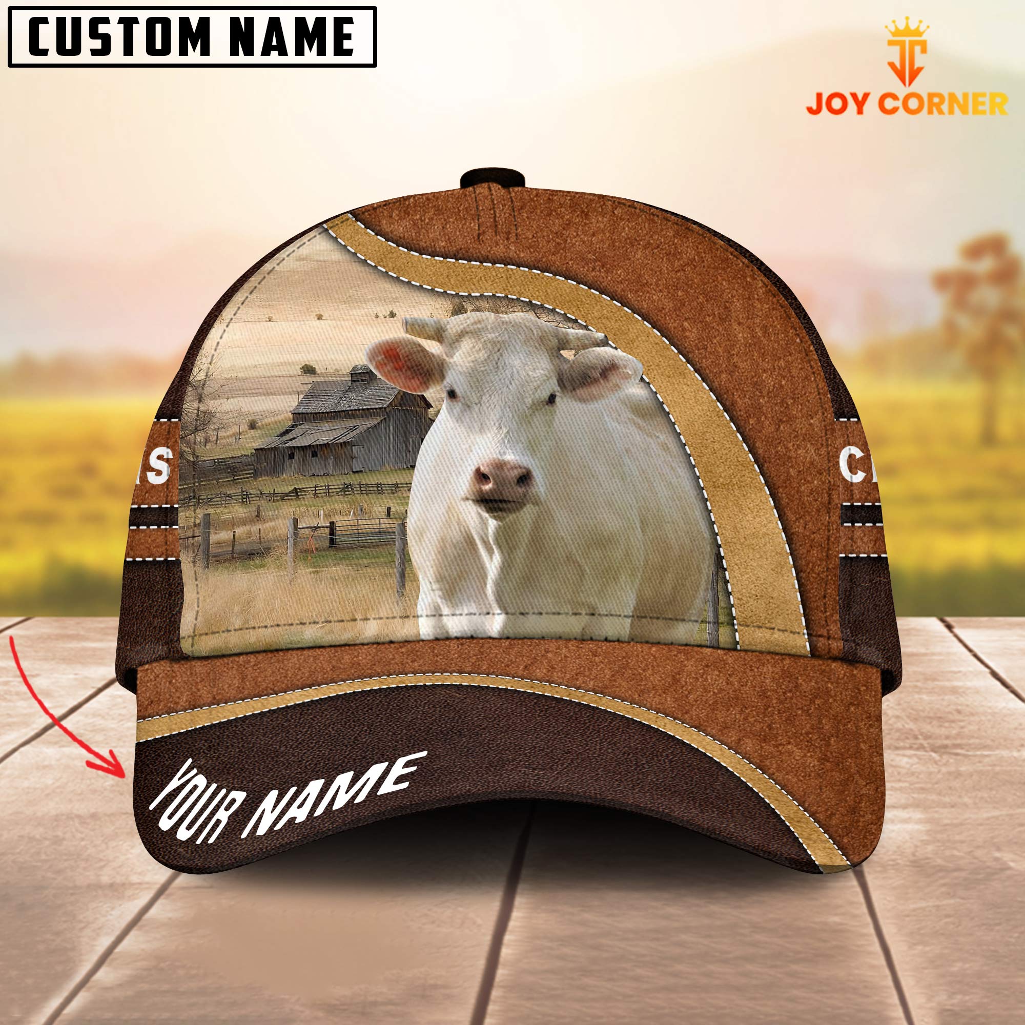 Charolais Happy Face Customized Name Cap